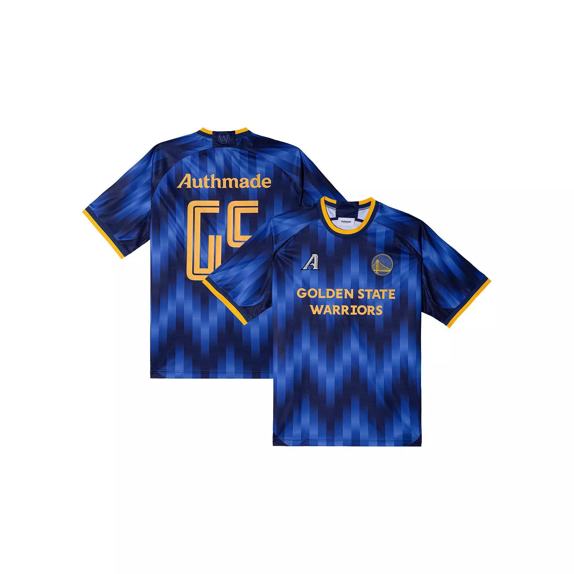 Men's Authmade x NBA Blue Golden State Warriors Soccer Kit Fashion Jersey, Size: Medium Product Image