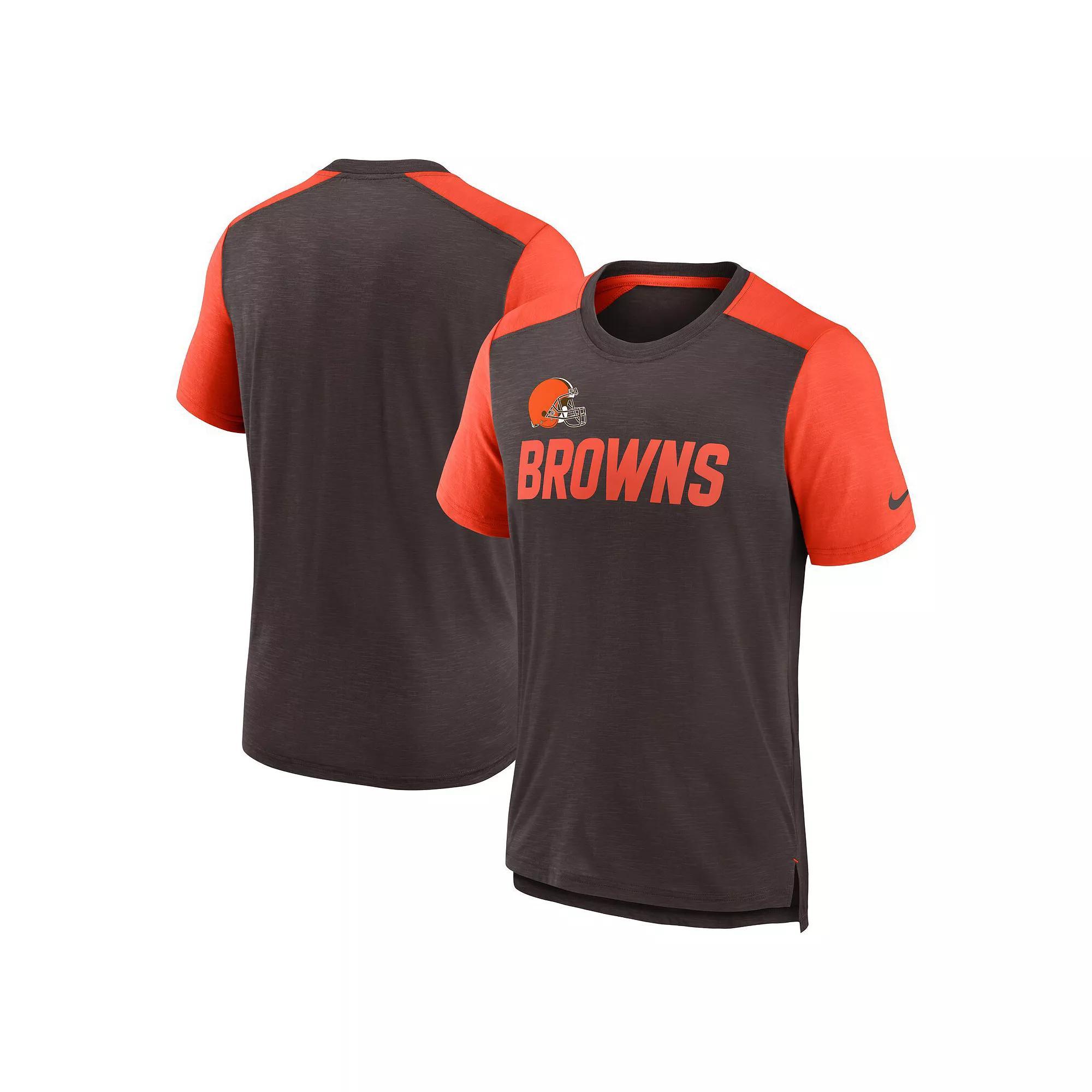Men's Nike Heathered Navy/Heathered Orange Chicago Bears Color Block Team Name T-Shirt, Size: Medium, Blue Product Image