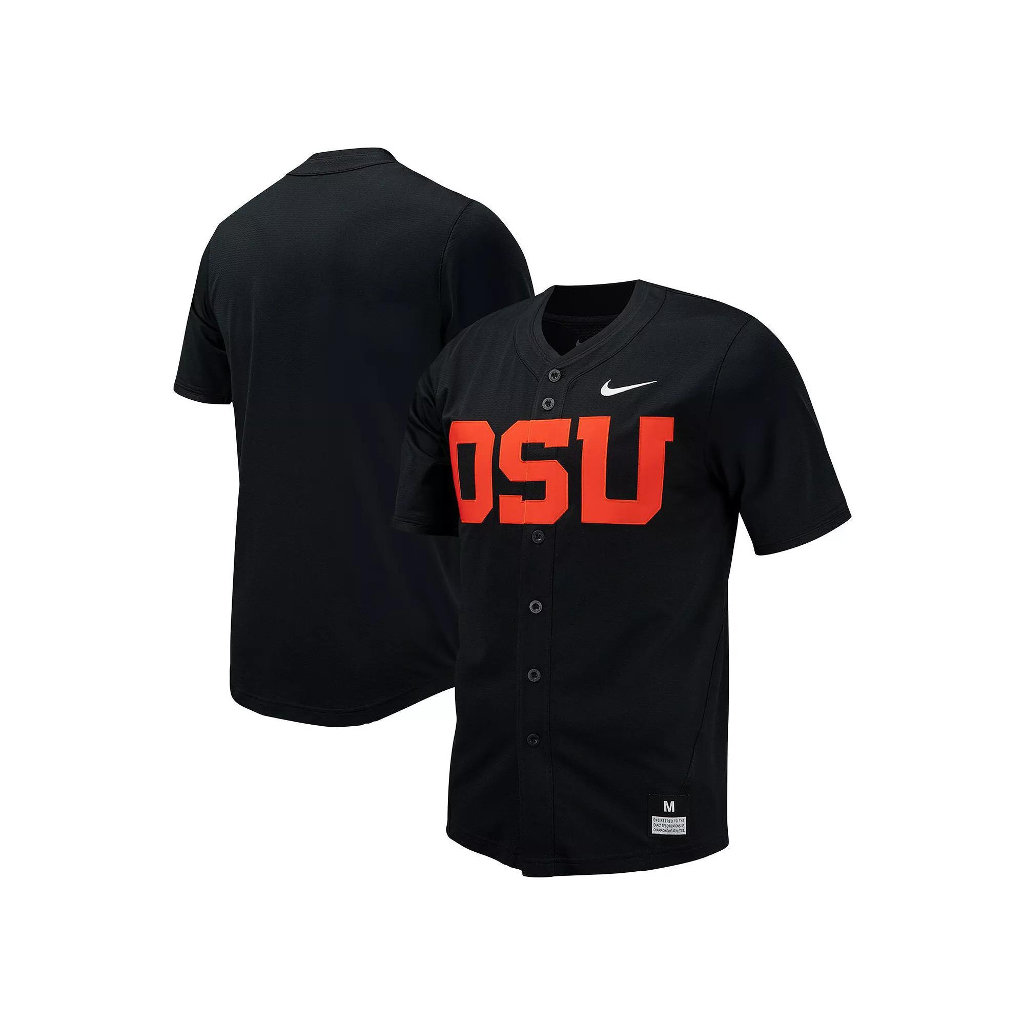 Men's Nike Black Oregon State Beavers Replica Full-Button Baseball Jersey, Size: Small Product Image