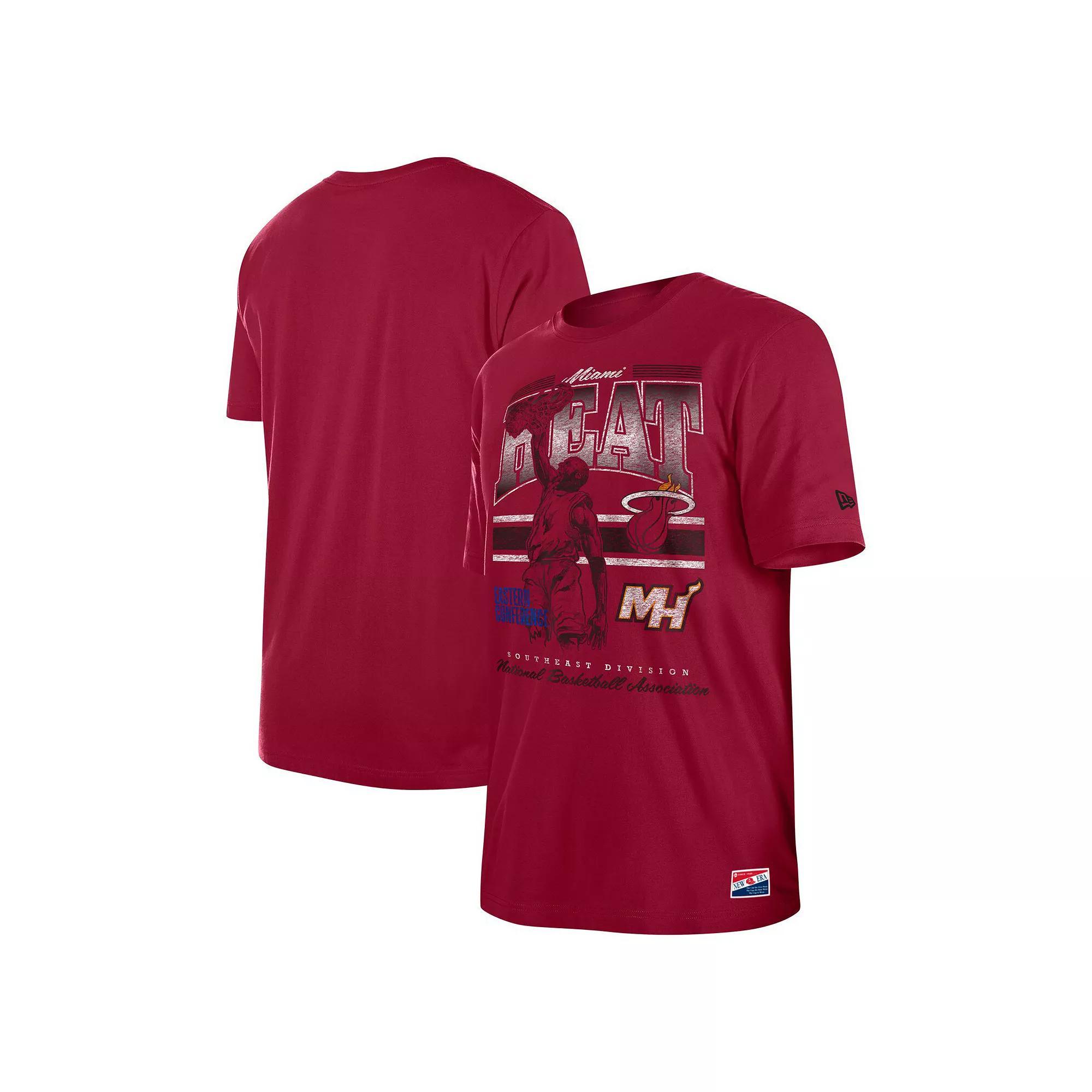 Men's New Era Red Miami Heat Enzyme Wash Oversized T-Shirt, Size: Medium Product Image