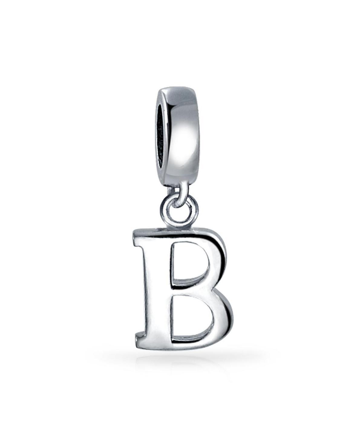 Bling Jewelry Dangle Block Letter A-z Alphabet Initial Charm Bead For Women Solid .925 Sterling Silver Fits European Bracelet Product Image