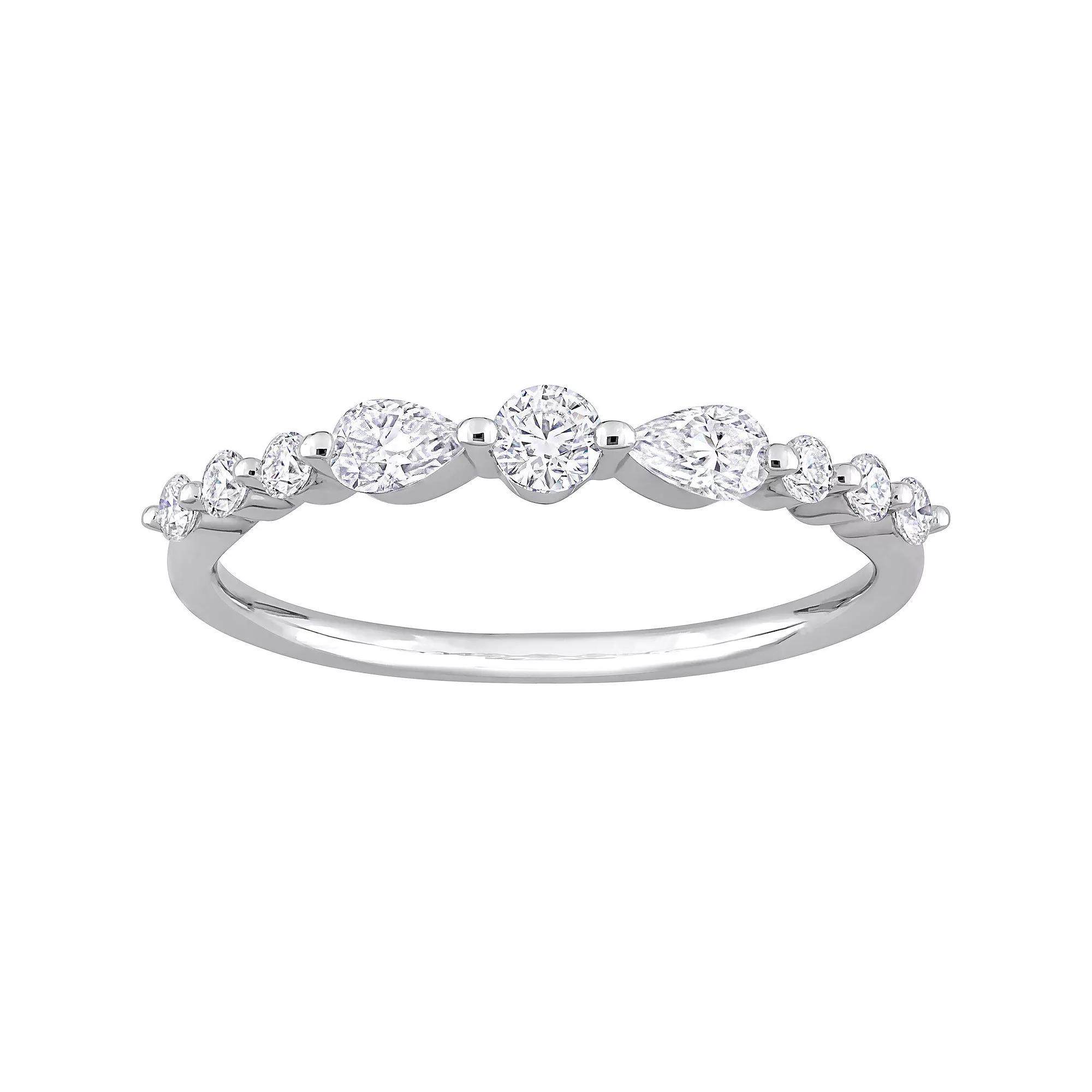 Stella Grace Sterling Silver Lab-Created Moissanite Semi-Eternity Ring, Women's, Size: 8 Product Image
