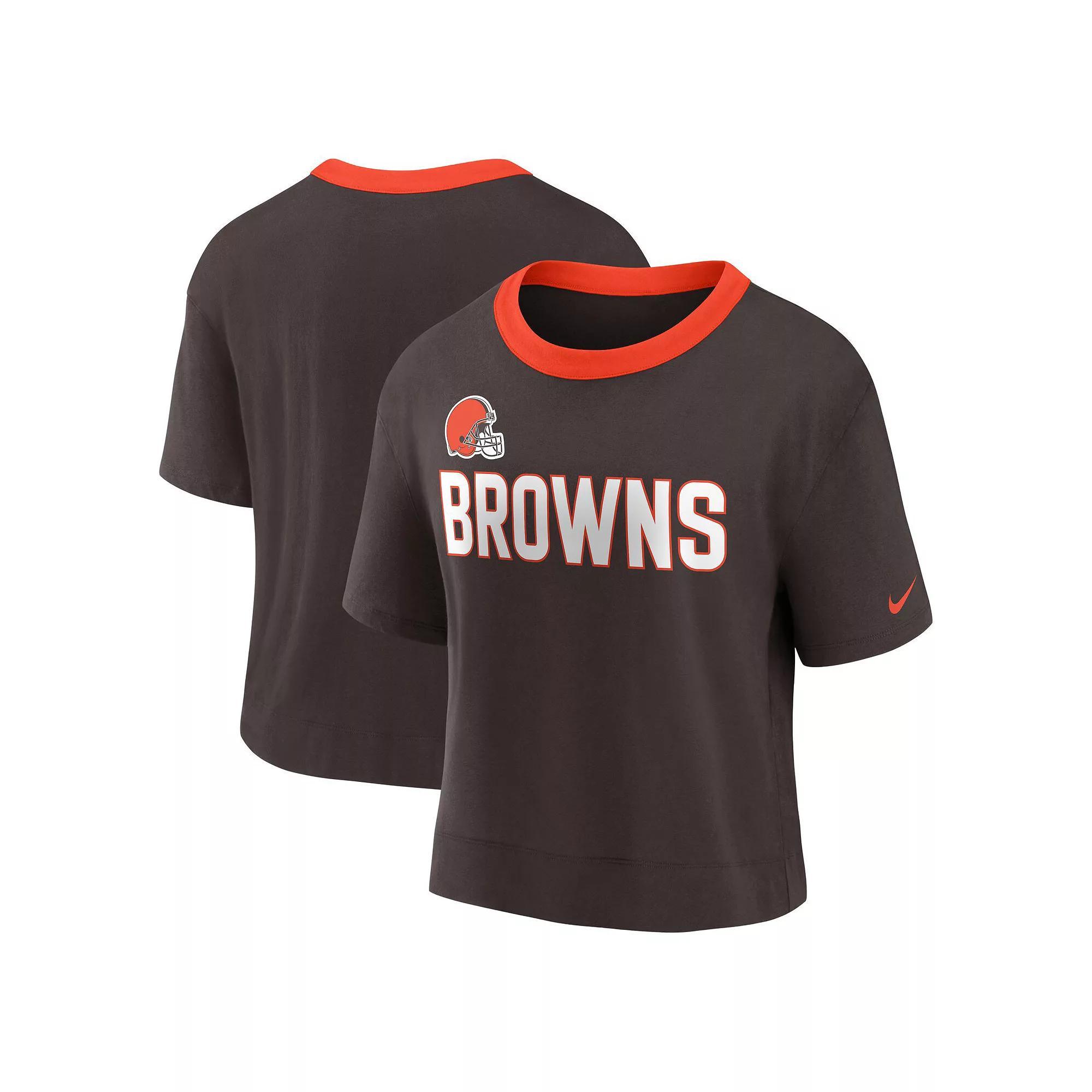 Women's Nike Brown Cleveland Browns High Hip Fashion Cropped Top, Size: XS Product Image