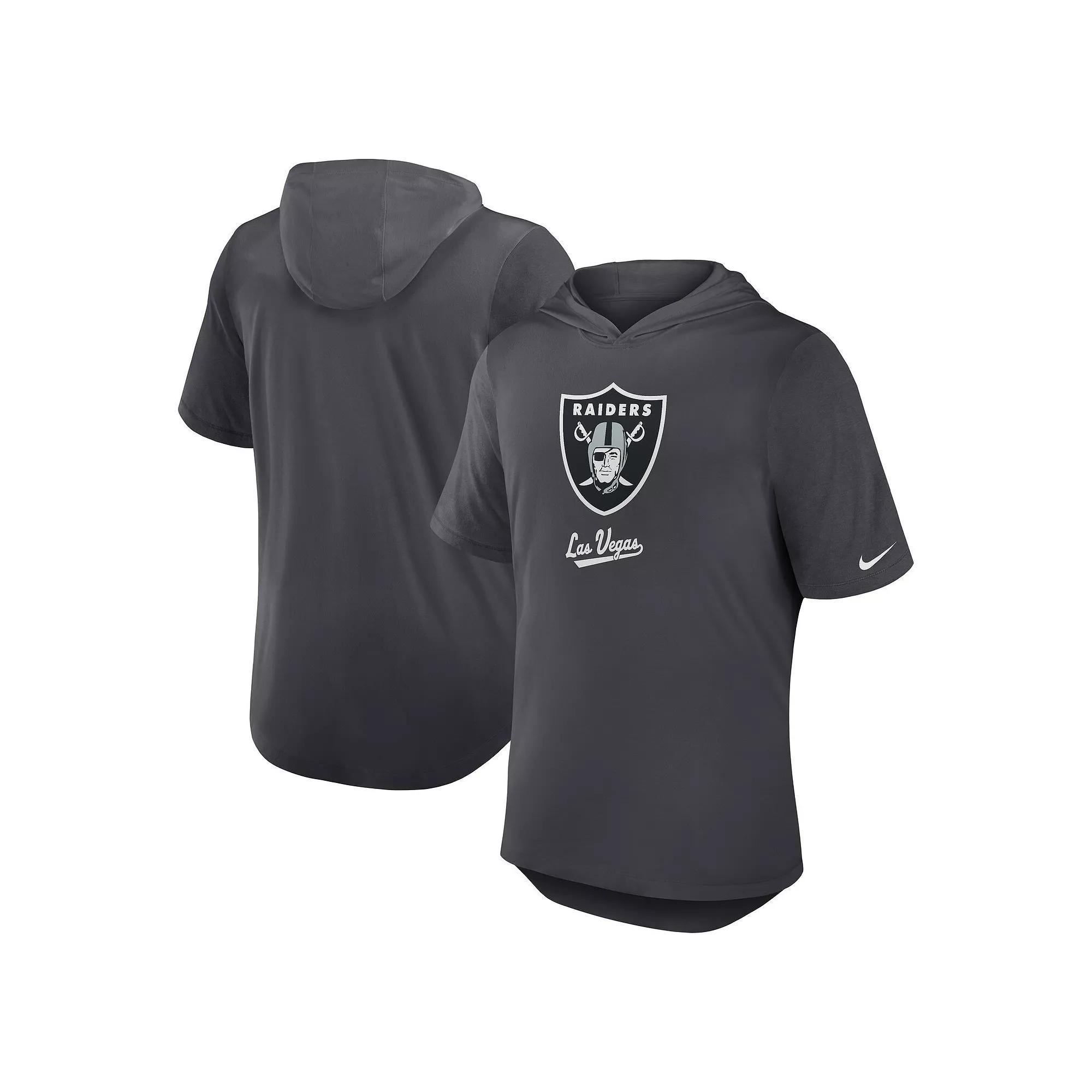 Men's Nike Anthracite Las Vegas Raiders Tri-Blend Performance Hoodie T-Shirt, Size: Medium, Lvr Grey Product Image