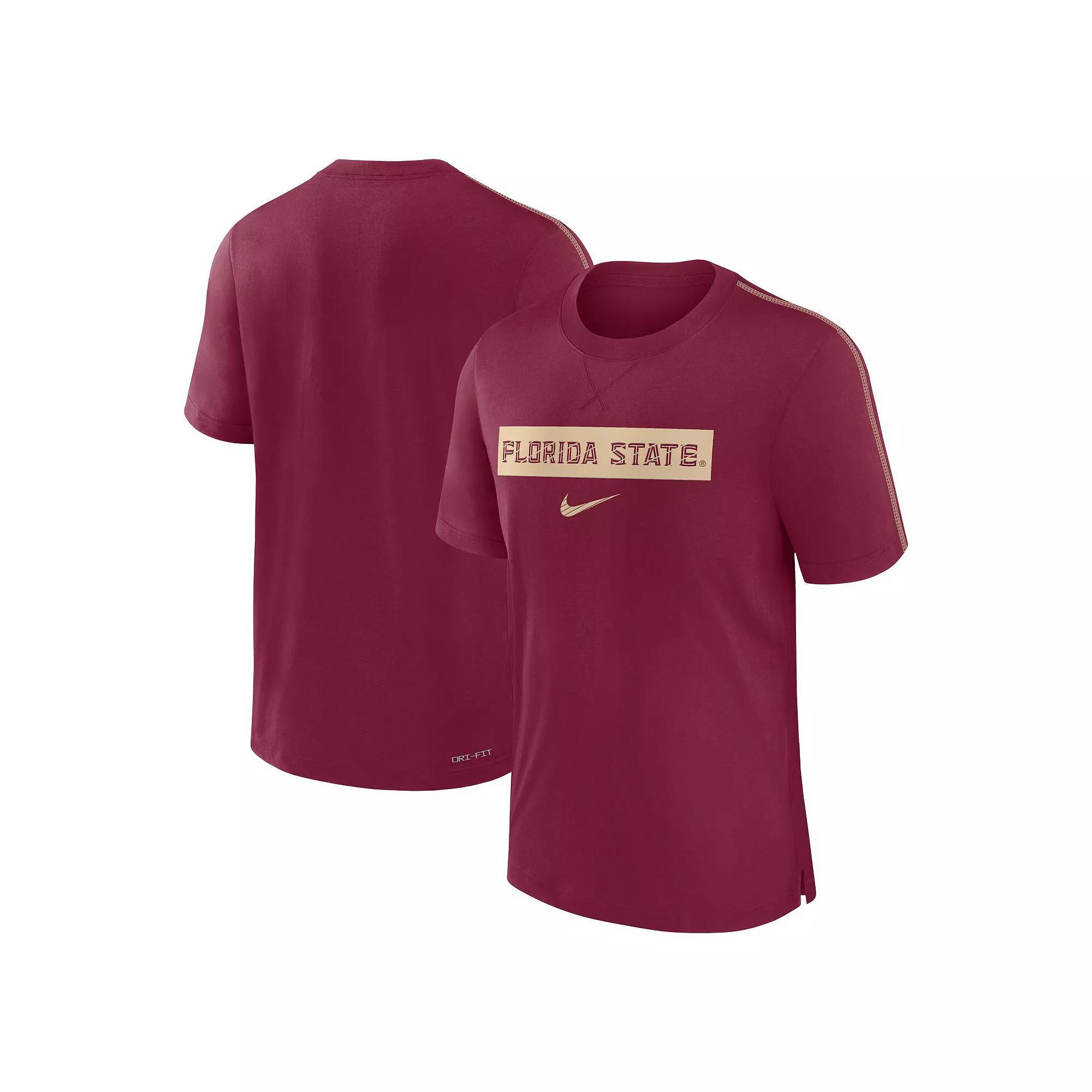 Men's Nike Heather Maroon Houston Texans Rewind Logo Tri-Blend T-Shirt, Size: Large, Red Product Image