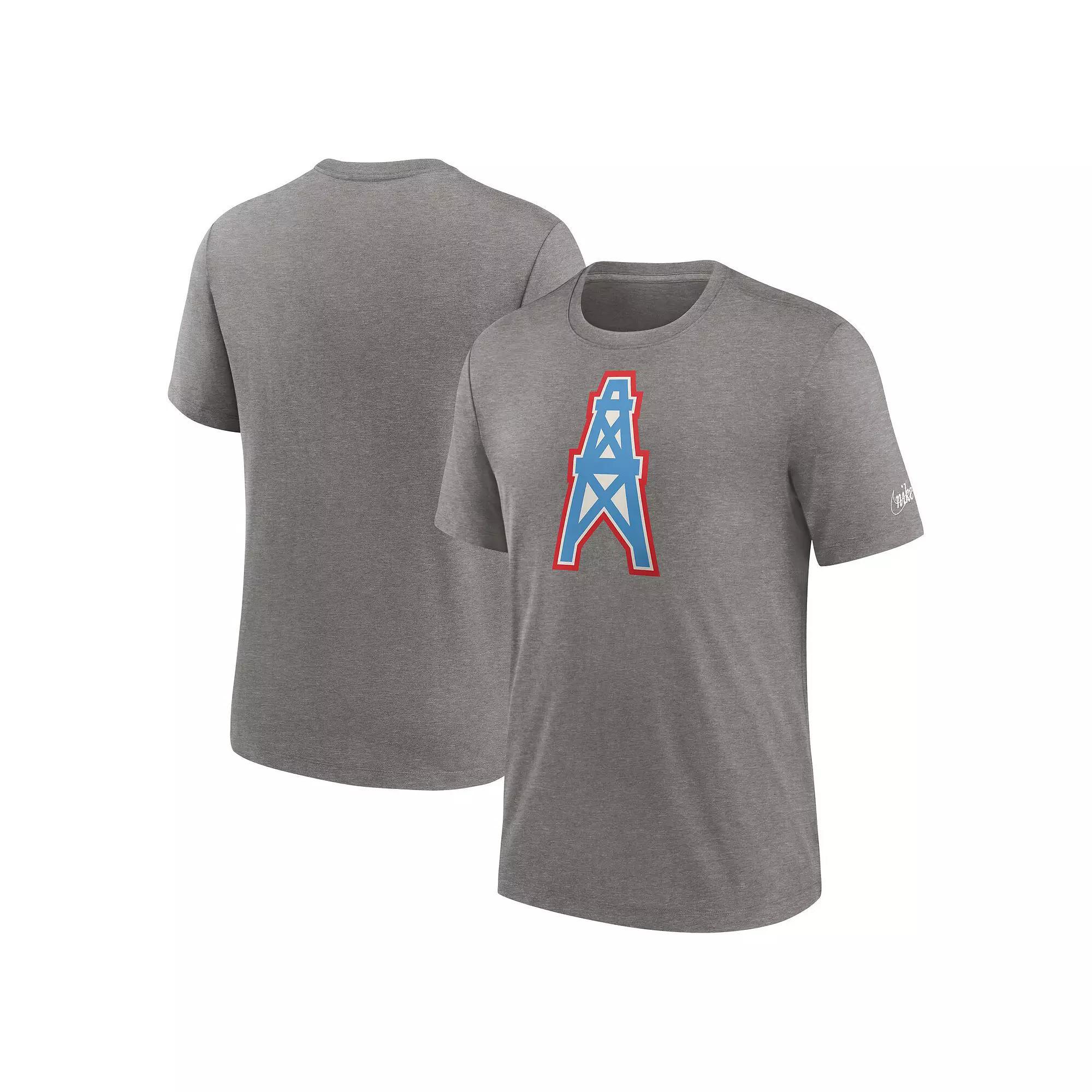 Men's Nike Heather Charcoal Houston Oilers Rewind Logo Tri-Blend T-Shirt, Size: Medium, Nfl Charco Product Image