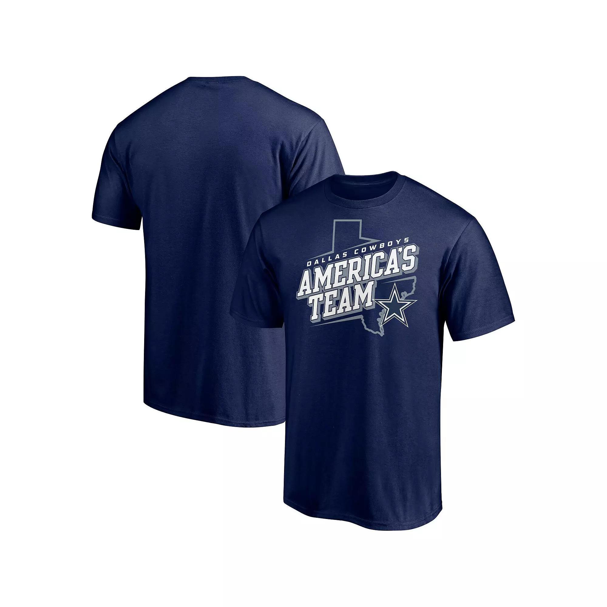 Men's Majestic Navy Dallas Cowboys Hometown Collection State Shape T-Shirt, Size: Small, Blue Product Image