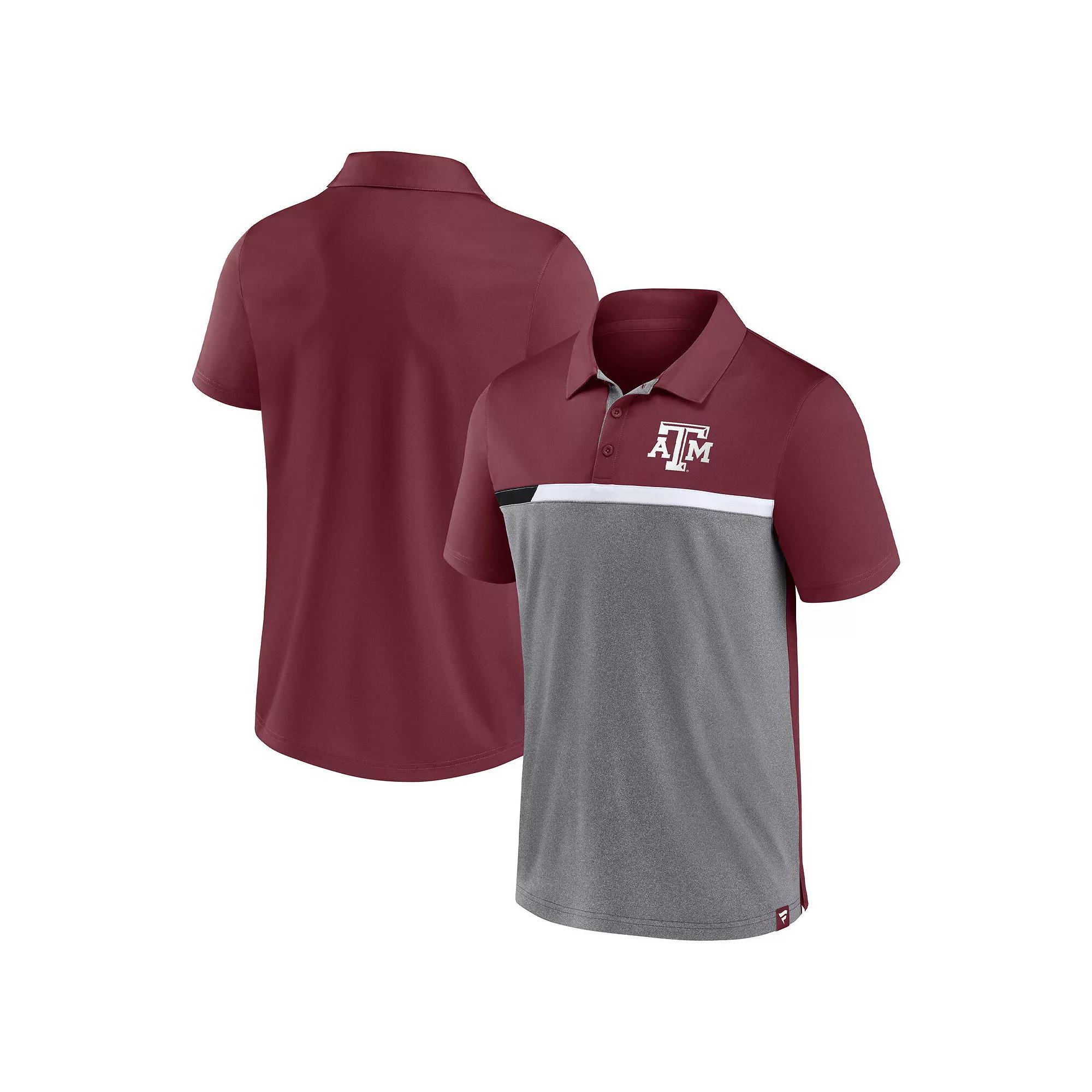 Men's Fanatics Branded Red/Heathered Gray Wisconsin Badgers Split Block Color Block Polo, Size: XL Product Image