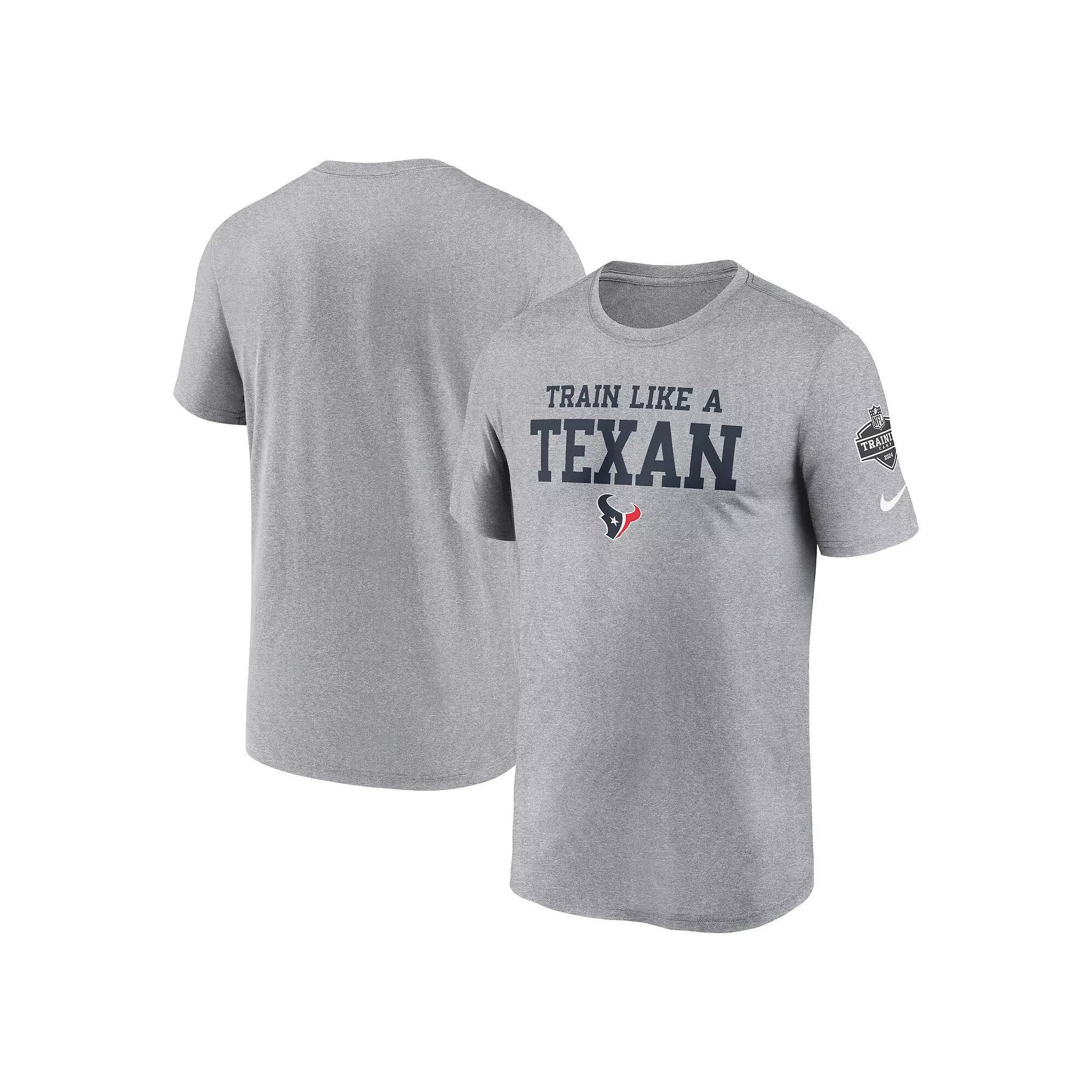 Men's Nike Heather Gray Houston Texans 2024 NFL Training Camp Legend Performance T-Shirt, Size: 2XL, Grey Product Image
