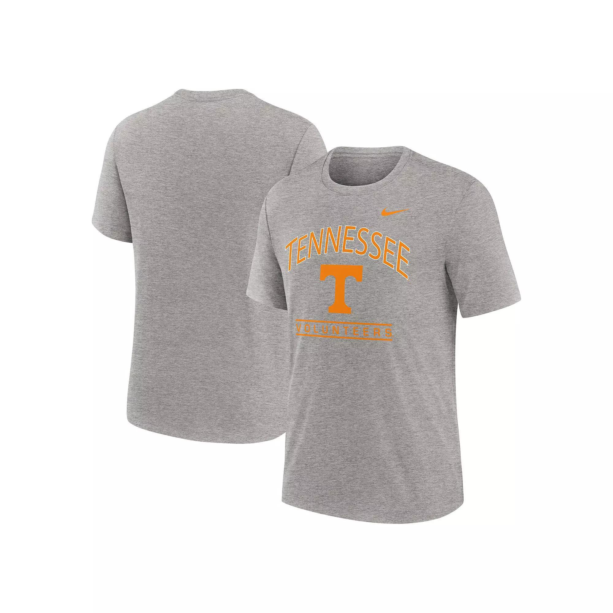 Men's Nike Heather Gray Tennessee Volunteers Arch Over Logo Tri-Blend T-Shirt, Size: Small, Grey Product Image