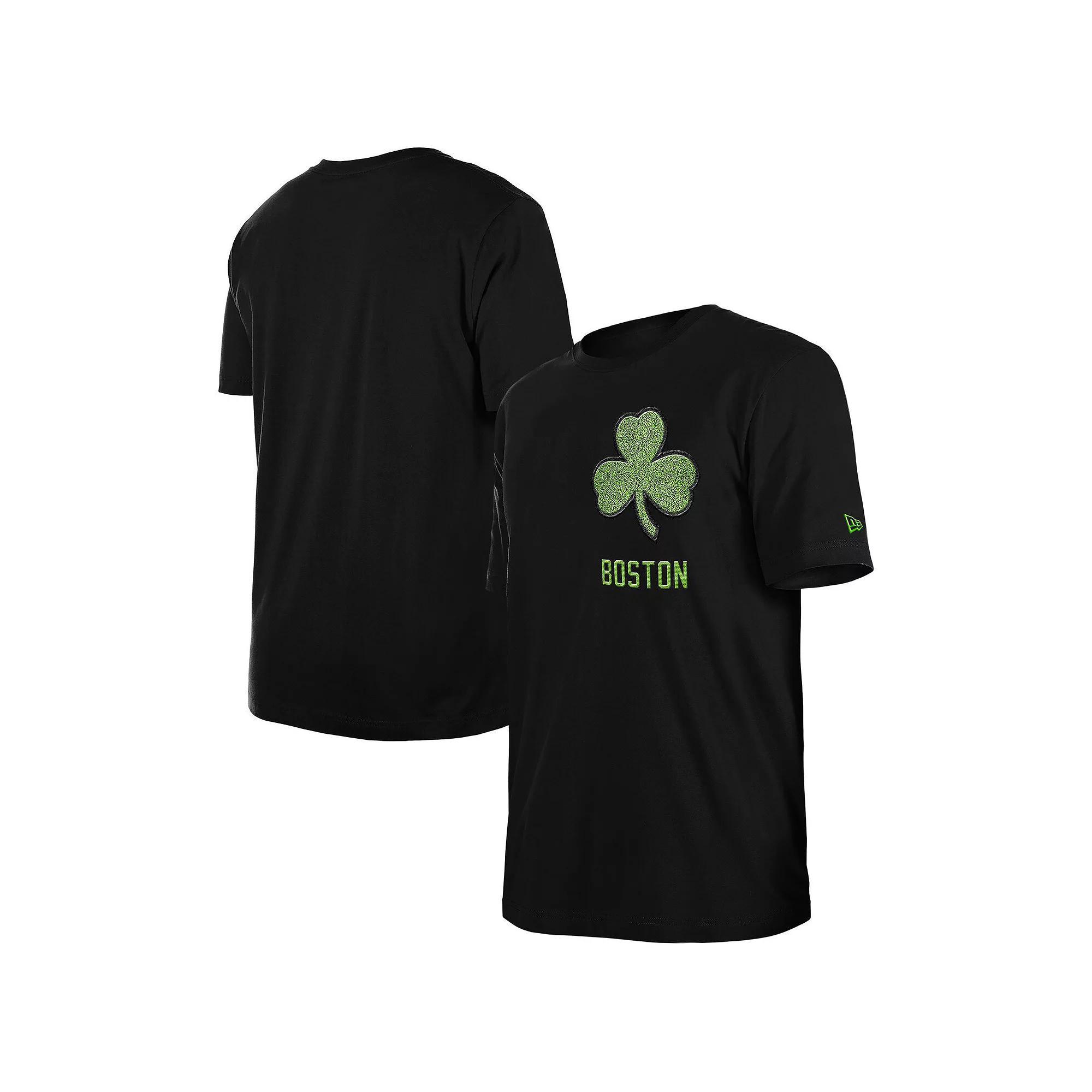 Men's New Era  Black Boston Celtics 2024/25 City Edition Chenille Heavyweight T-Shirt, Size: Medium Product Image