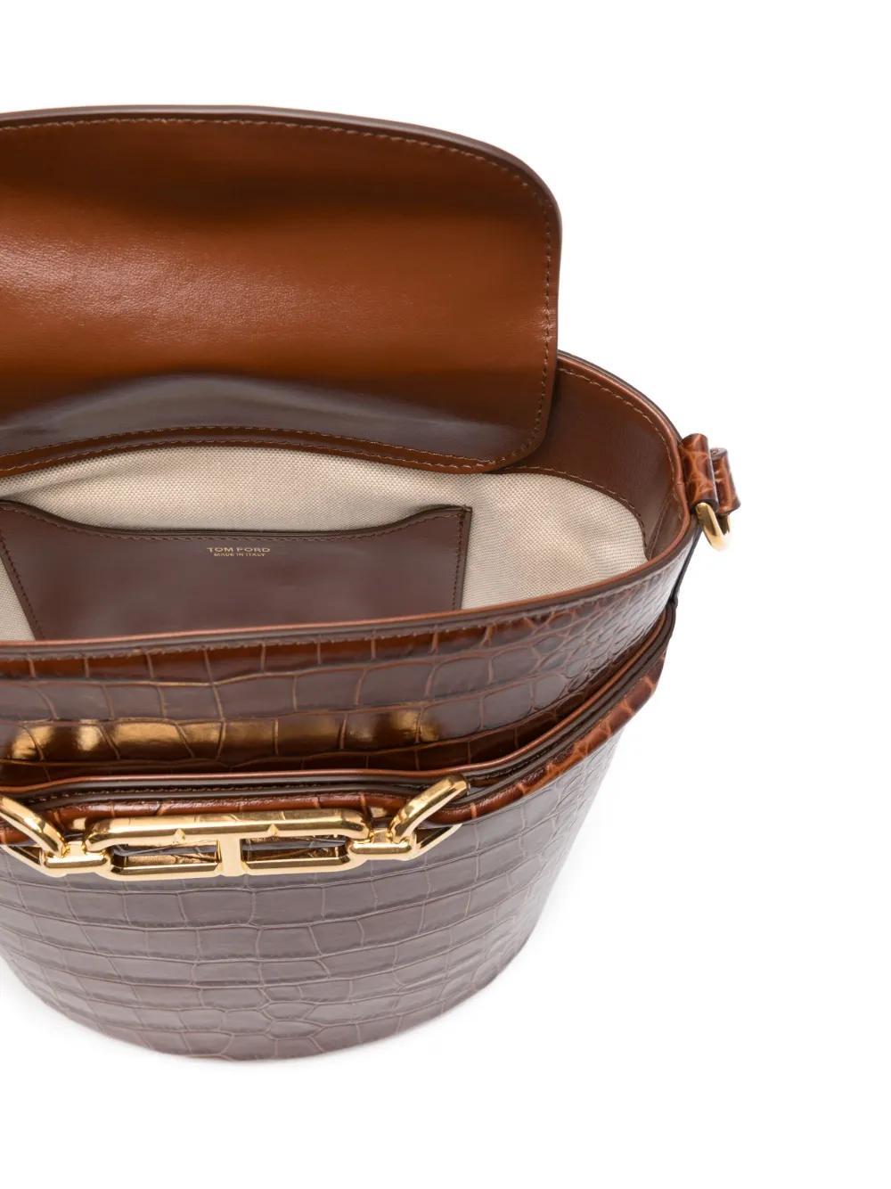 medium croc-effect bucket bag Product Image