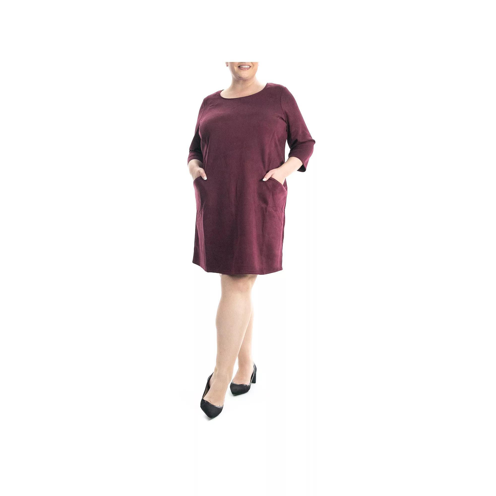 Plus Size Nina Leonard A-Line Dress, Women's, Size: 1XL, Deep Red Product Image