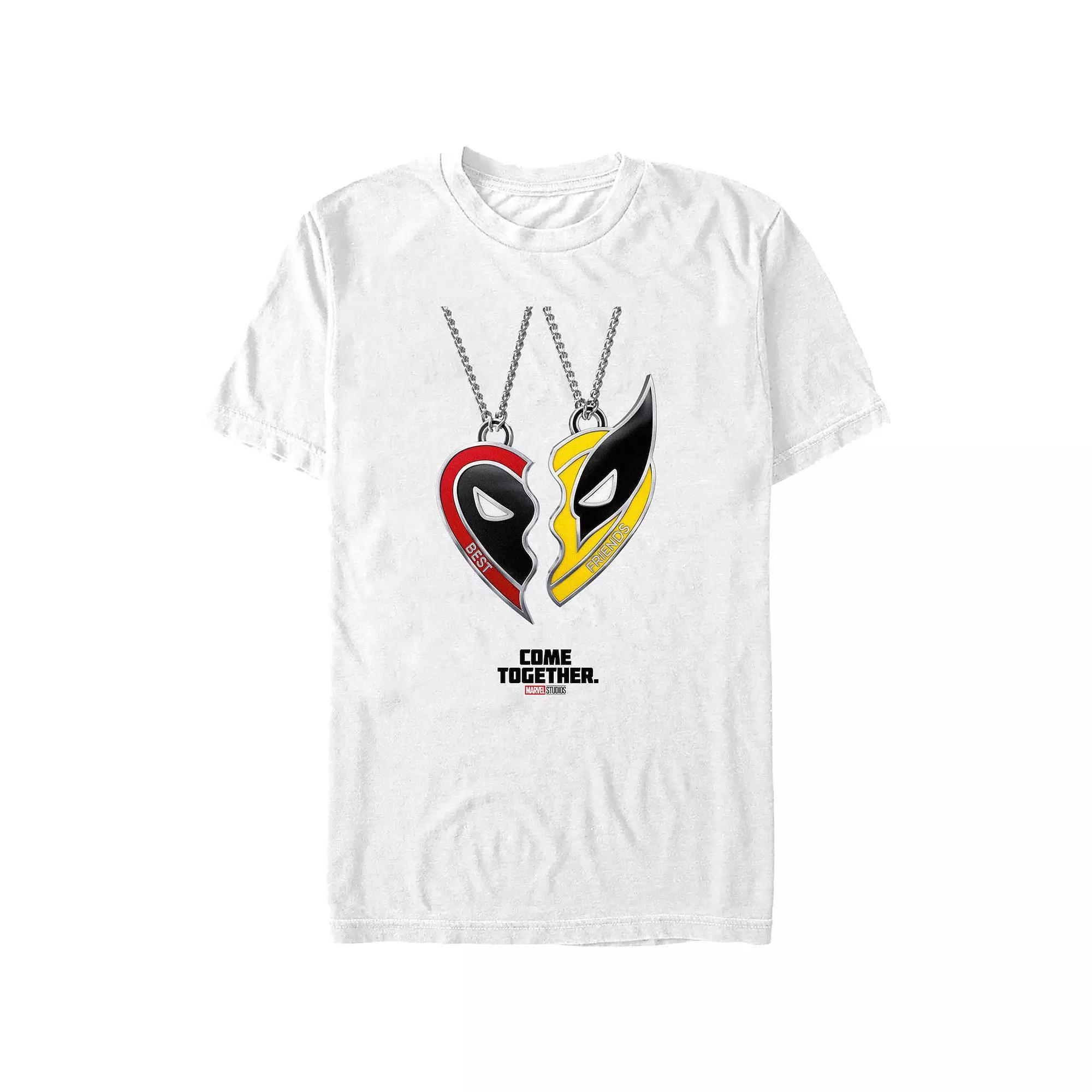 Men's Deadpool And Wolverine Best Friends Necklace Graphic Tee, Size: Large, White Product Image