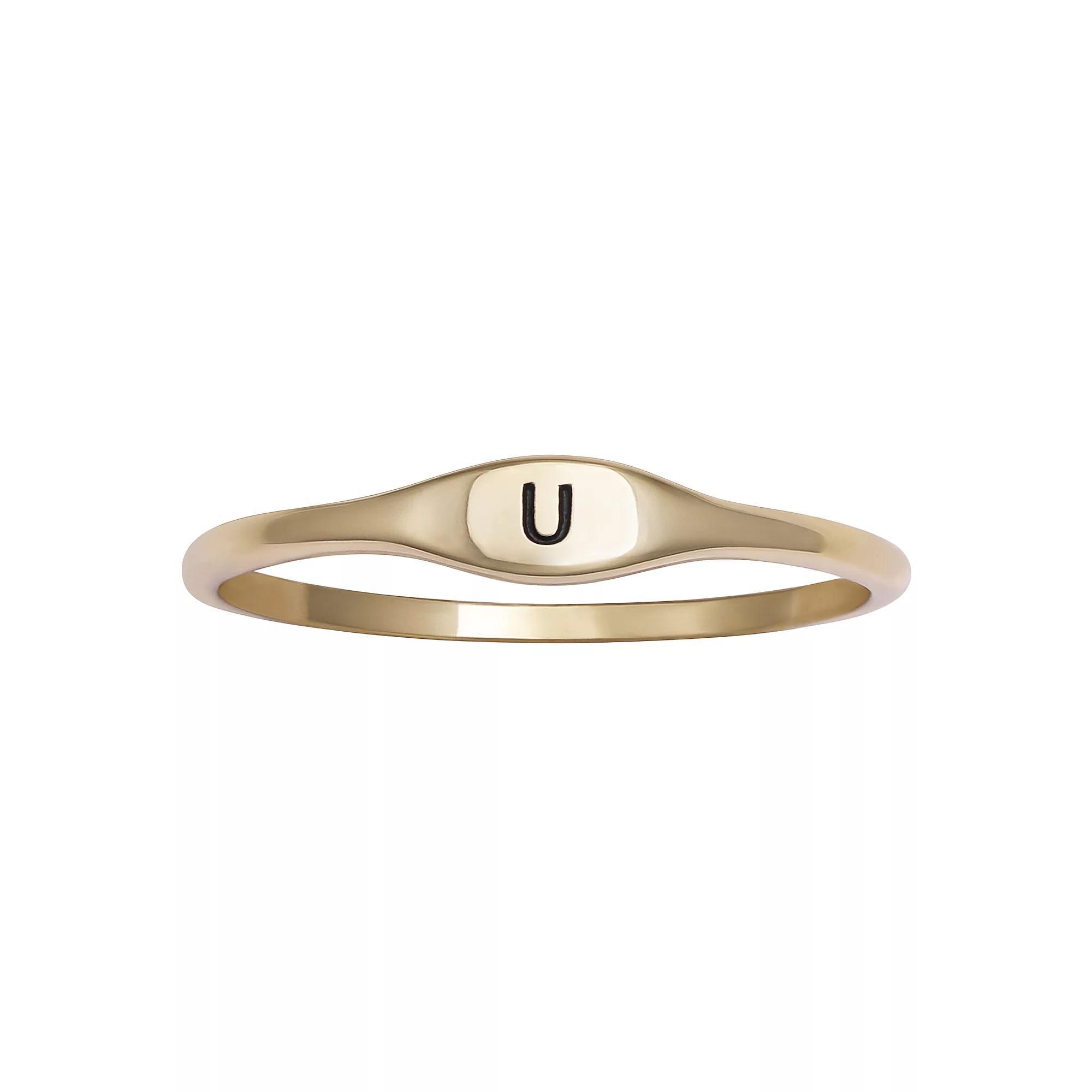 PRIMROSE Polished Oval Oxidized Initial Ring, Women's, Size: 9, Gold Tone G Product Image