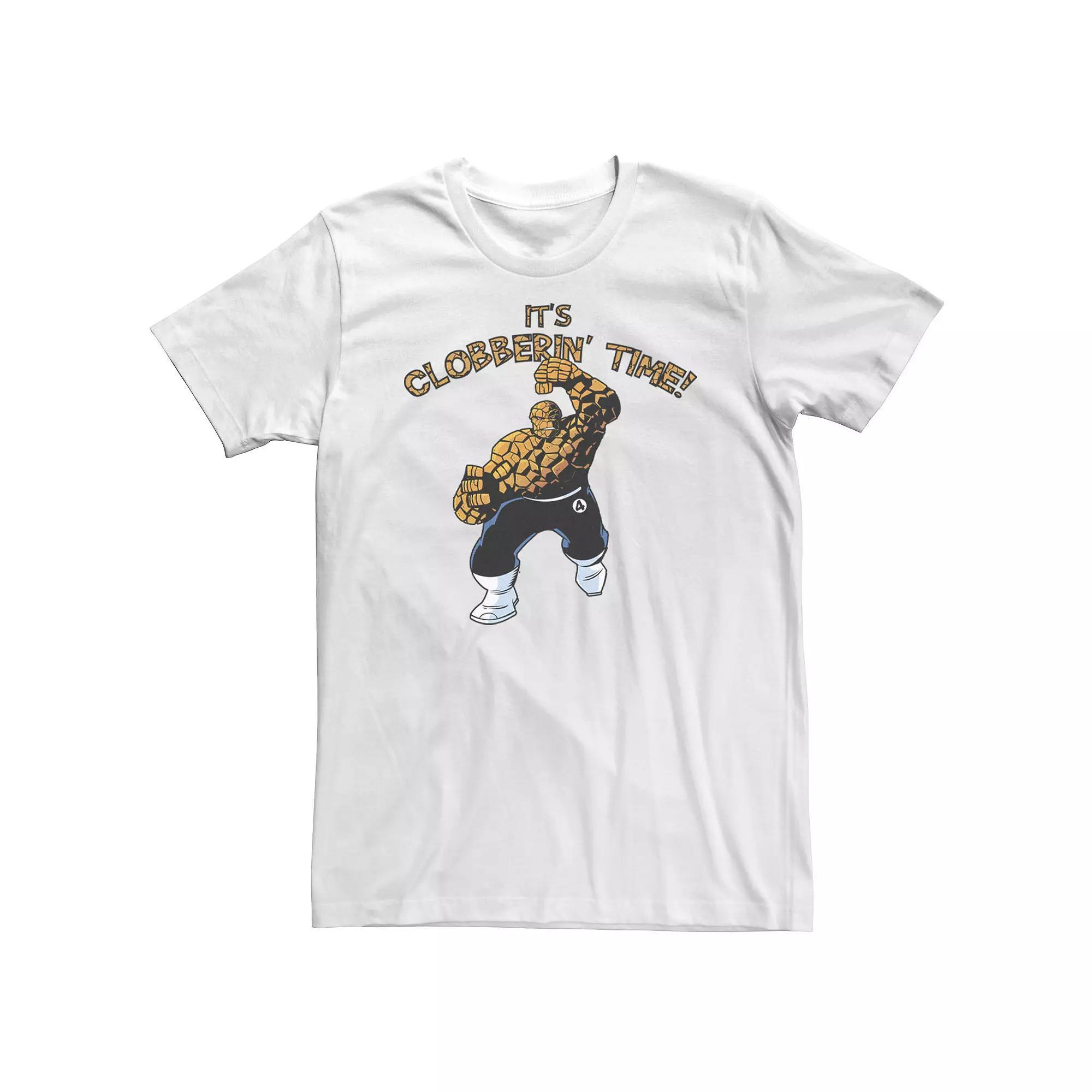Big & Tall Marvel Fantastic Four The Thing Clobberin' Time Action Shot Tee, Men's, Size: XL Tall, White Product Image