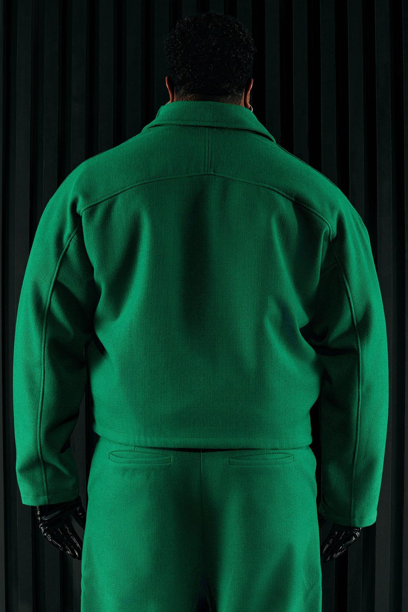 Wilder Textured Weave Cropped Jacket - Green Product Image