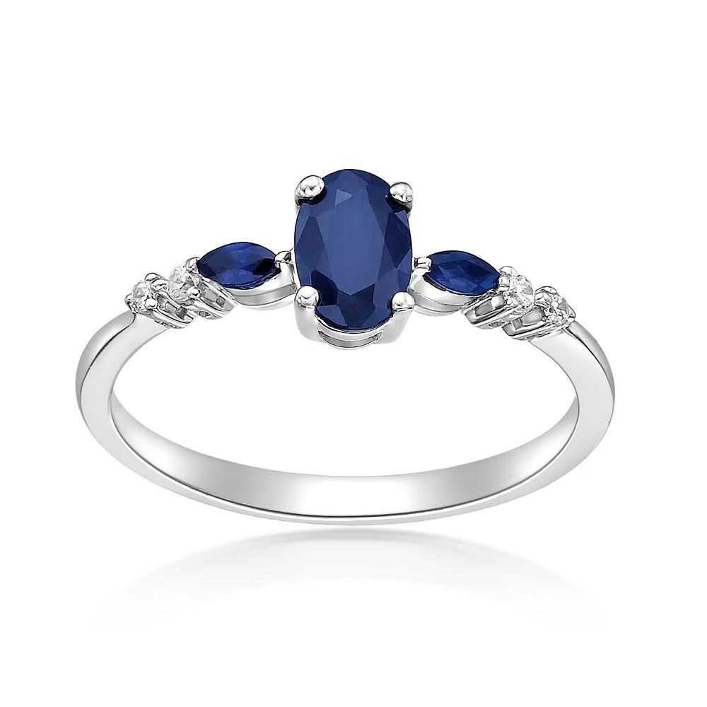 Gemminded 10k White Gold Sapphire & Diamond Accent Ring, Women's, Size: 8 Product Image