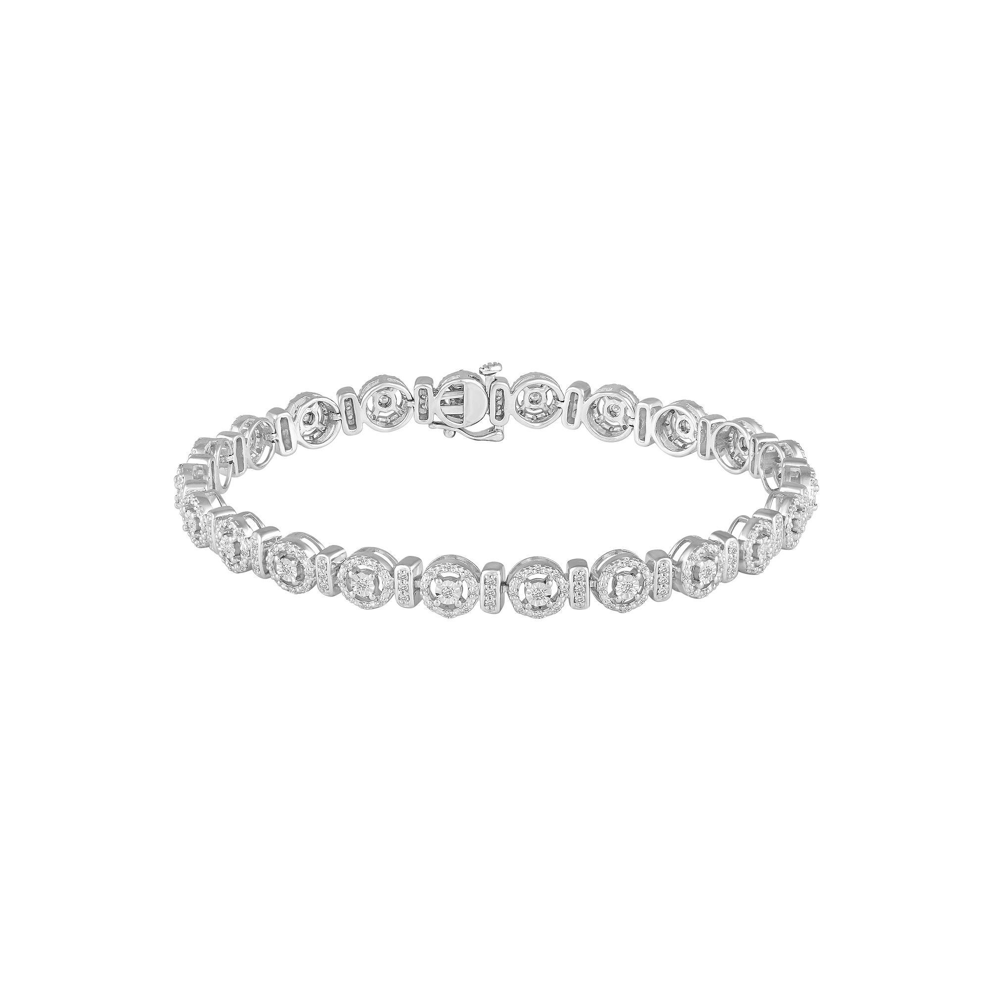 Sterling Silver 1 Carat T.W. Diamond Tennis Bracelet, Women's, Size: 7" Product Image