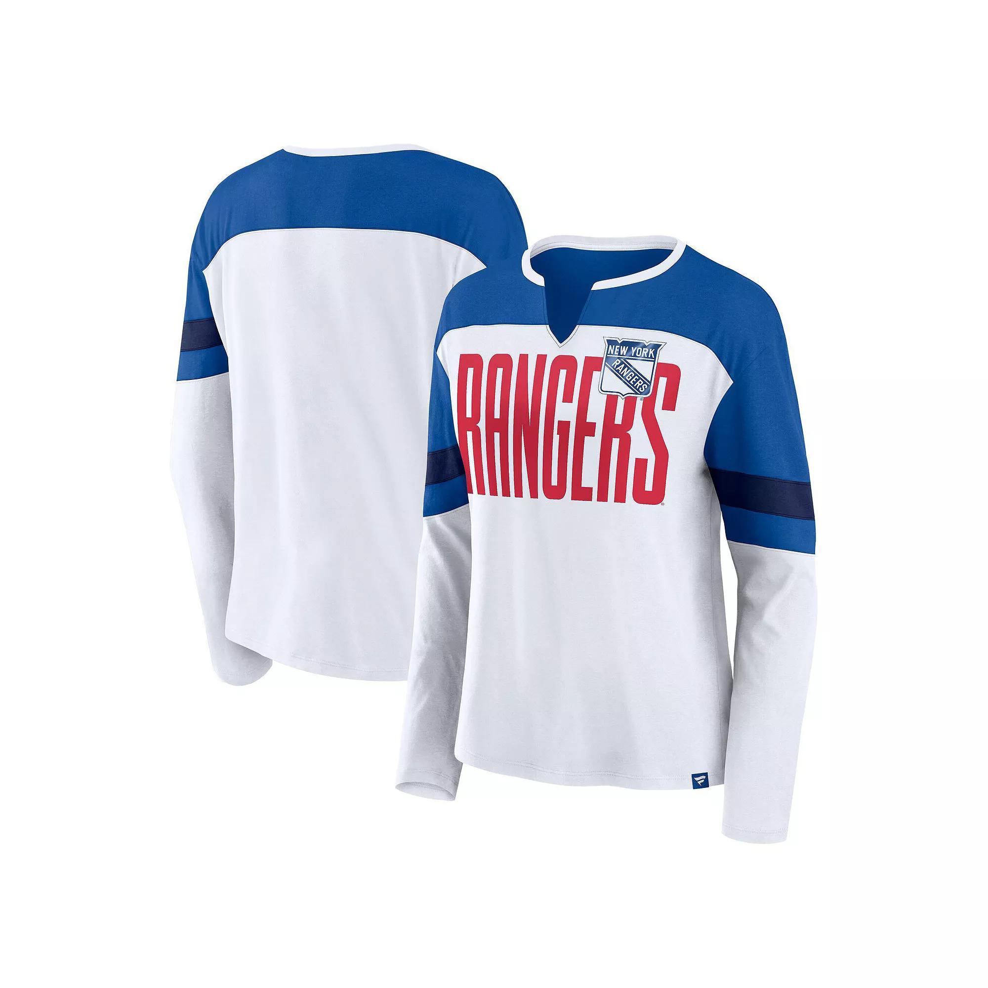 Women's Fanatics White New York Rangers Frozen Long Sleeve Notch Neck T-Shirt, Size: Medium, Ran White Product Image