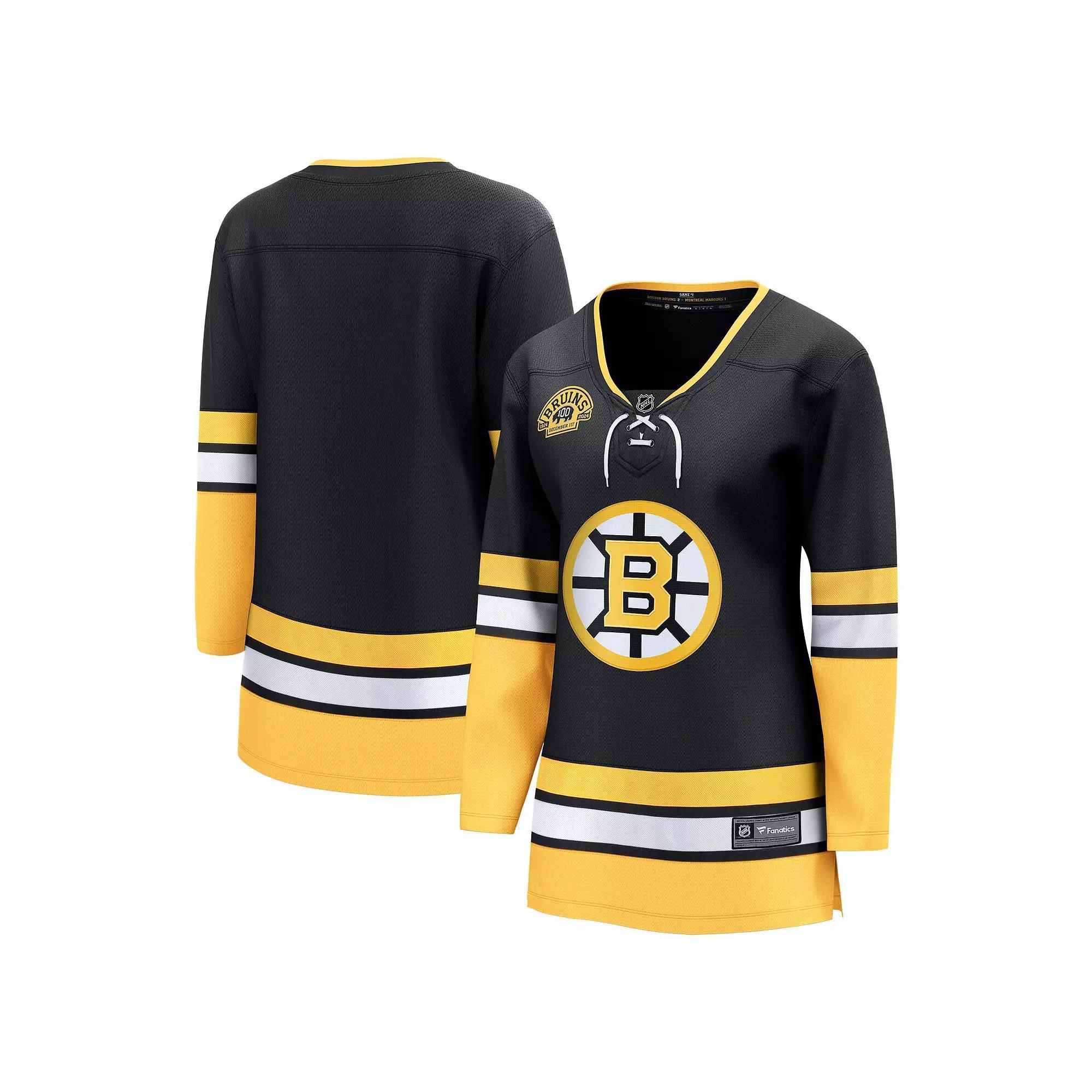 Women's Fanatics Black Boston Bruins 100th Anniversary Premier Breakaway Jersey, Size: Small Product Image