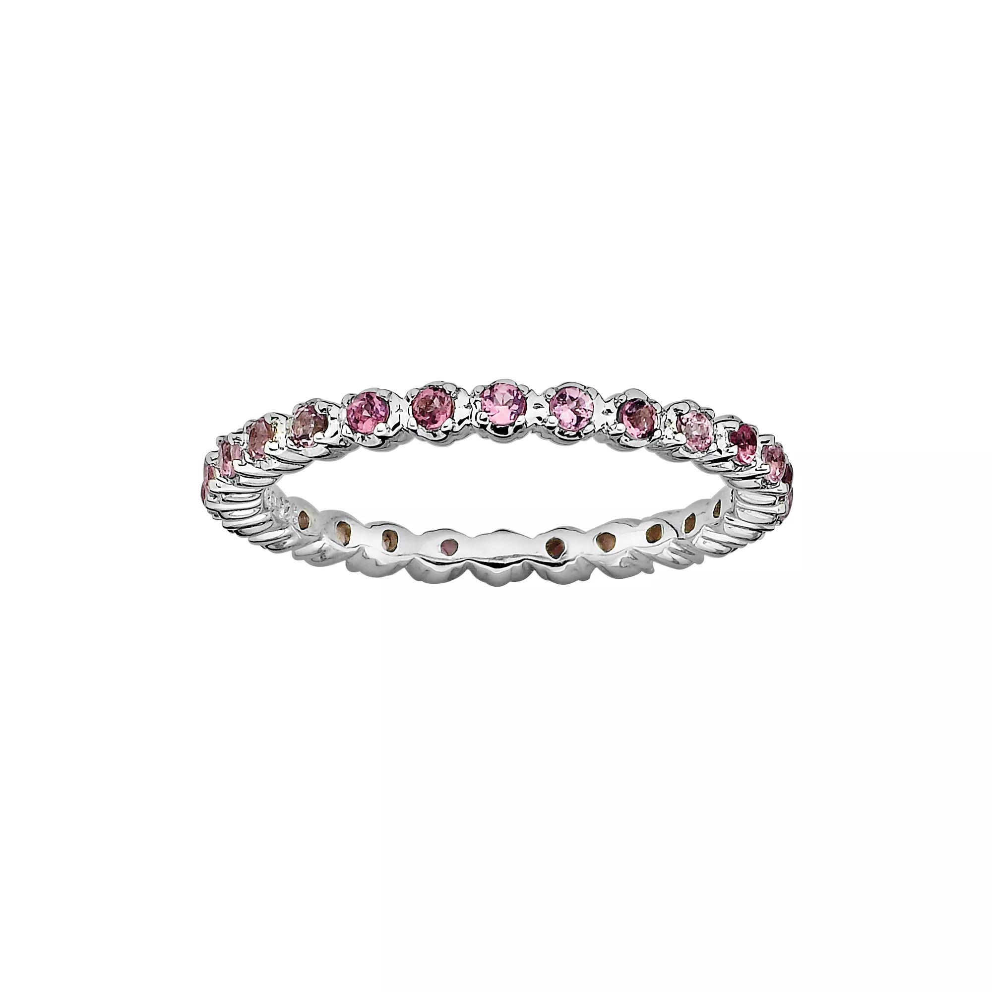 Stacks & Stones Sterling Silver Pink Tourmaline Stack Ring, Womens Product Image