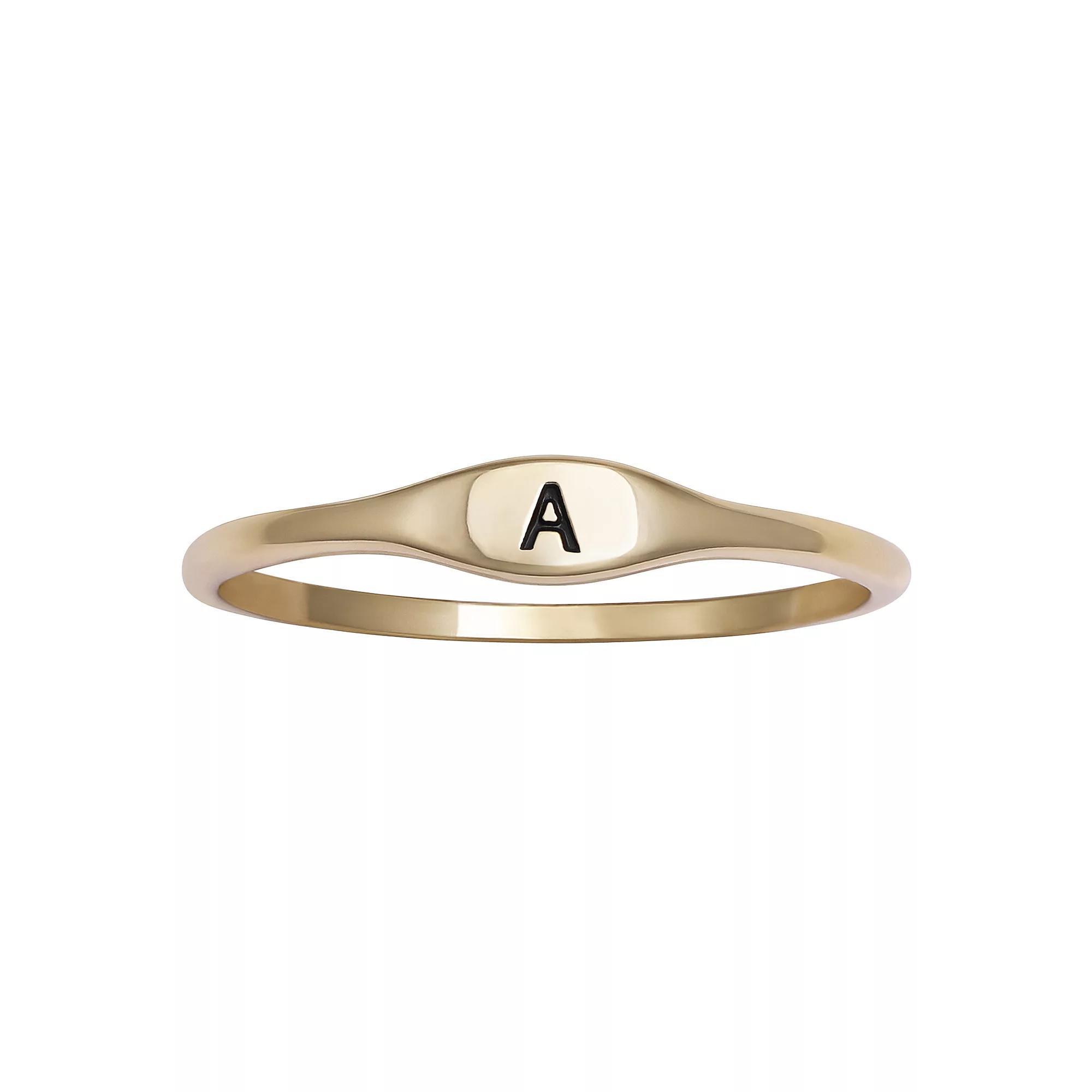 PRIMROSE Polished Oval Oxidized Initial Ring, Women's, Size: 9, Gold Tone I Product Image