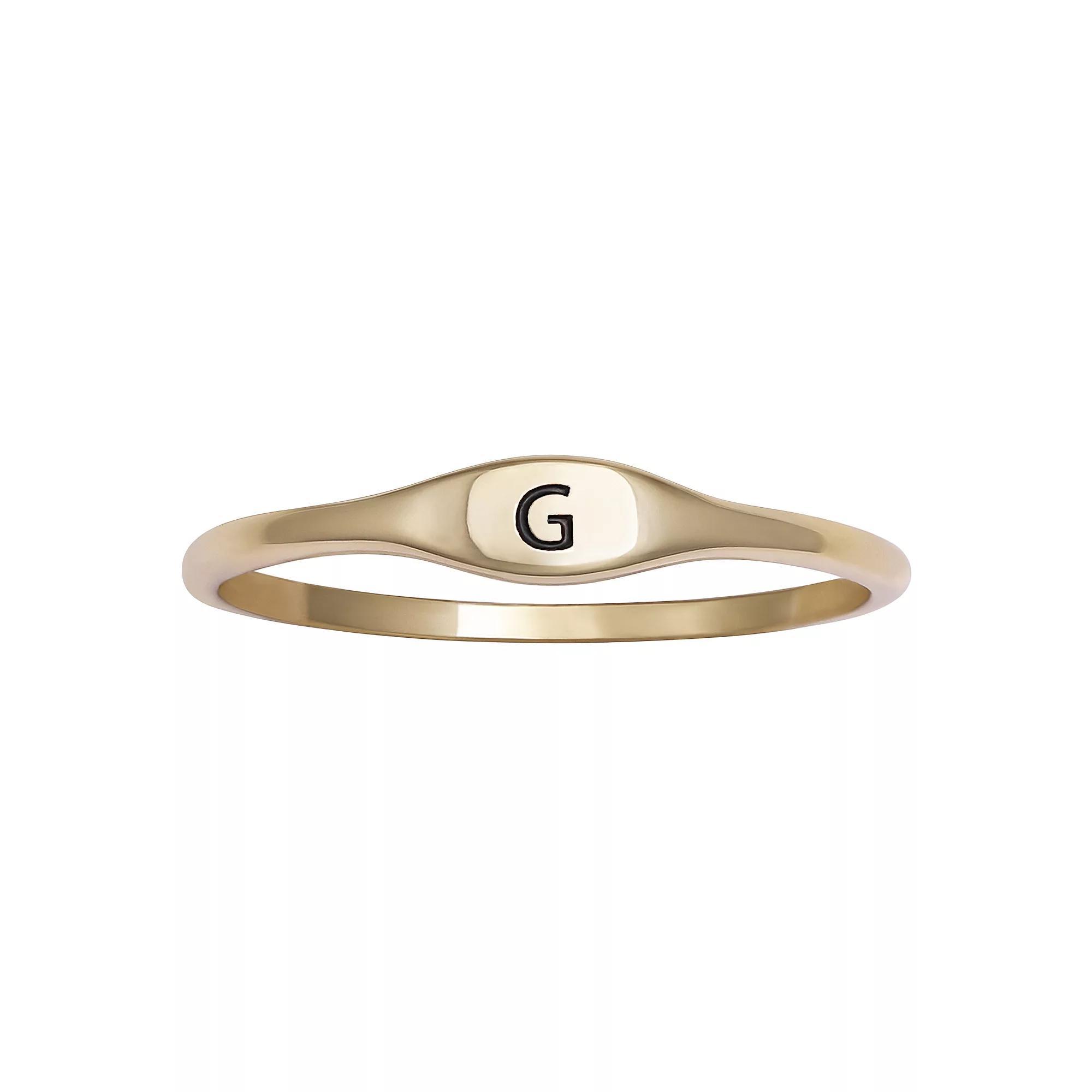 PRIMROSE Polished Oval Oxidized Initial Ring, Women's, Size: 9, Gold Tone G Product Image