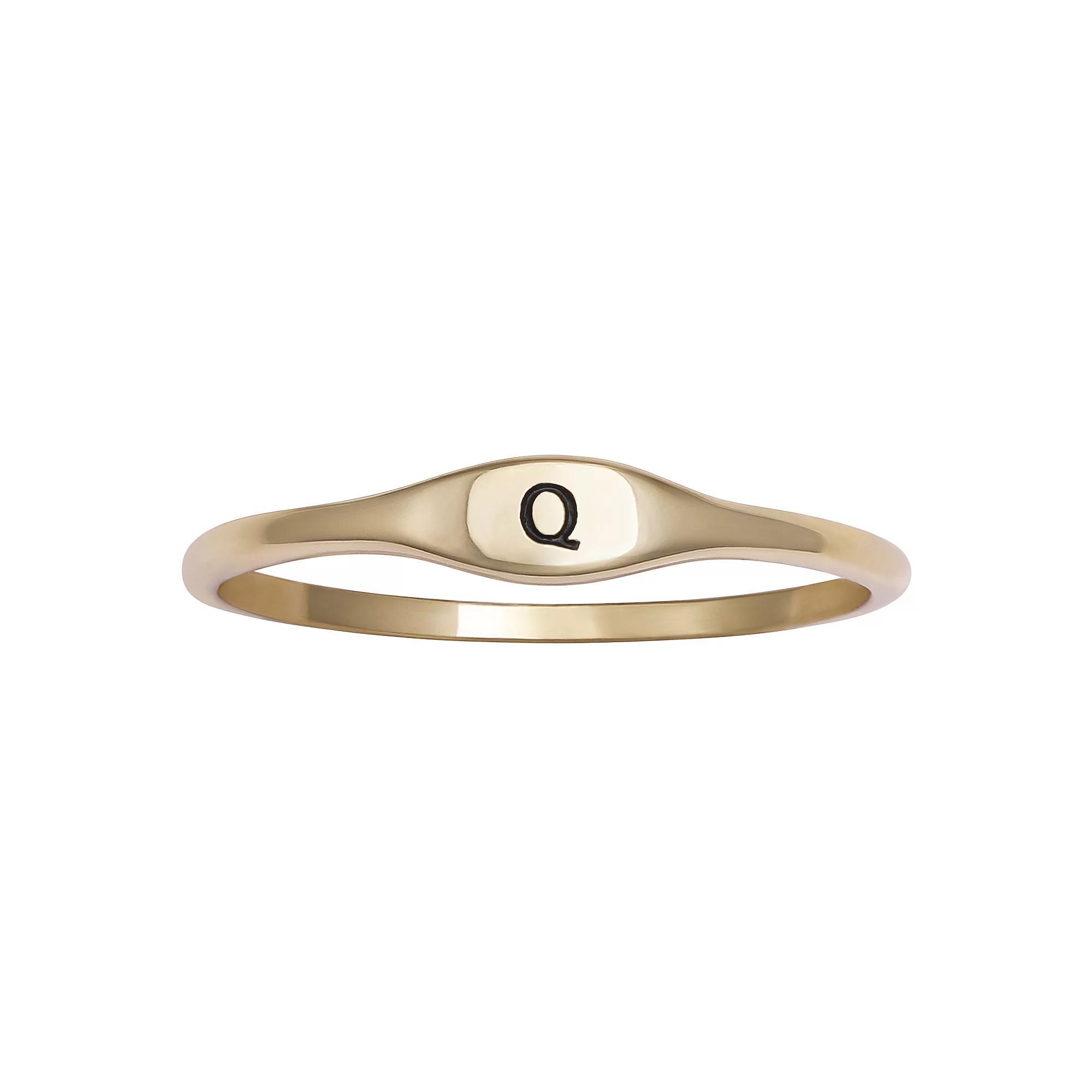 PRIMROSE Polished Oval Oxidized Initial Ring, Women's, Size: 9, Gold Tone G Product Image