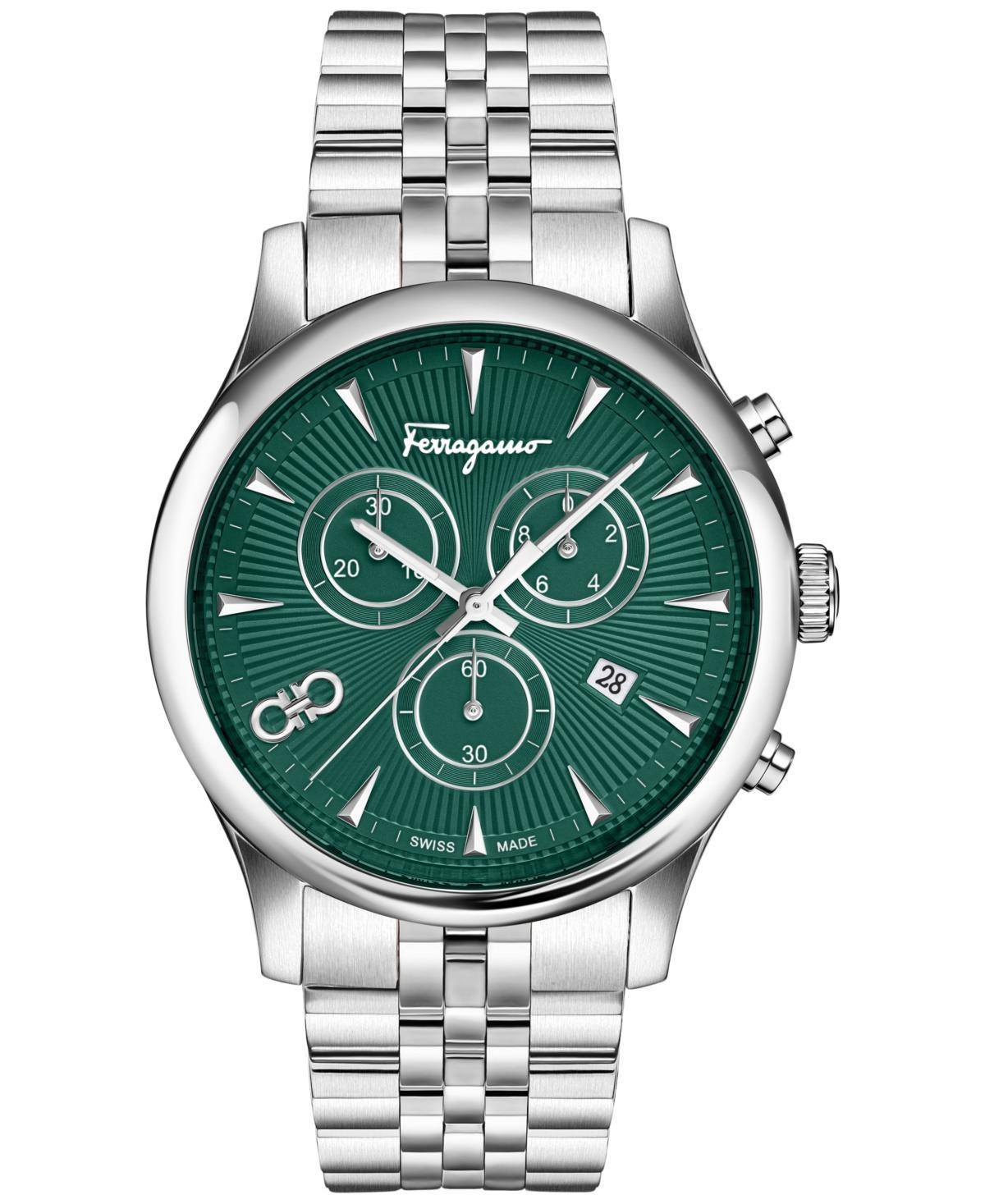 FERRAGAMO Men's Swiss Chronograph Duo Stainless Steel Bracelet Watch 42mm Product Image