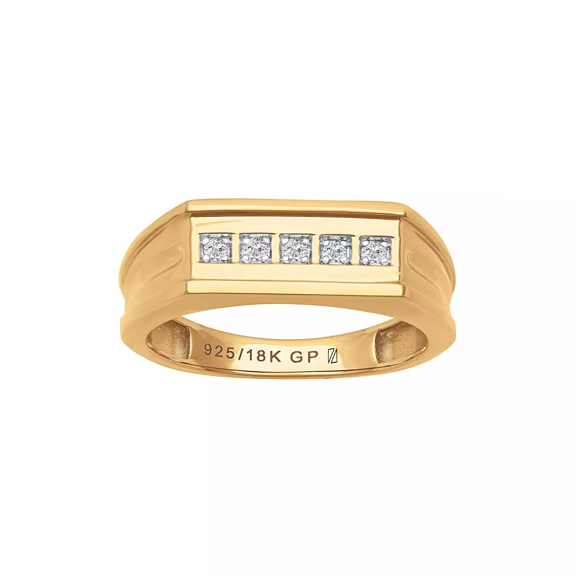 Men's AXL 18k Gold-Plated Silver 1/10 Carat T.W. Diamond Band, Size: 12, Gold Tone Product Image