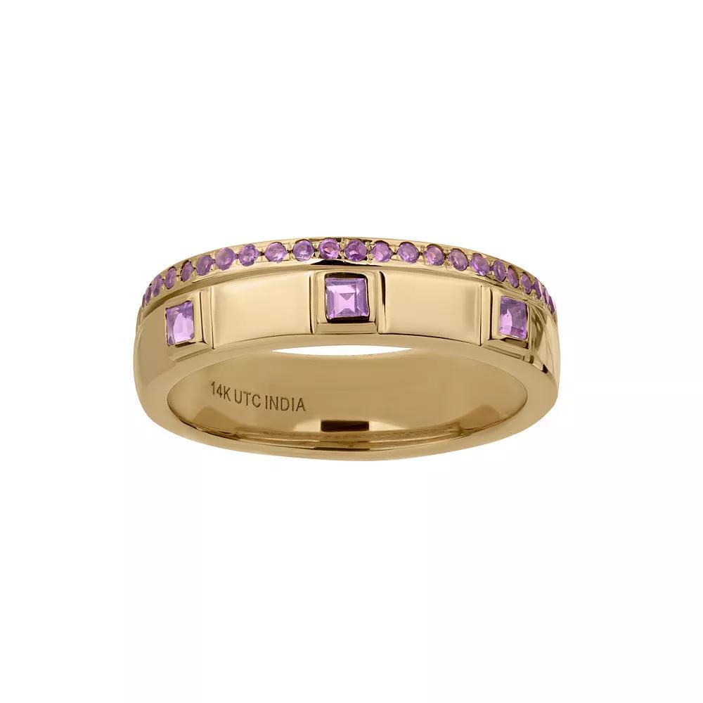 Gemistry 14k Gold Amethyst Band Ring, Womens Product Image