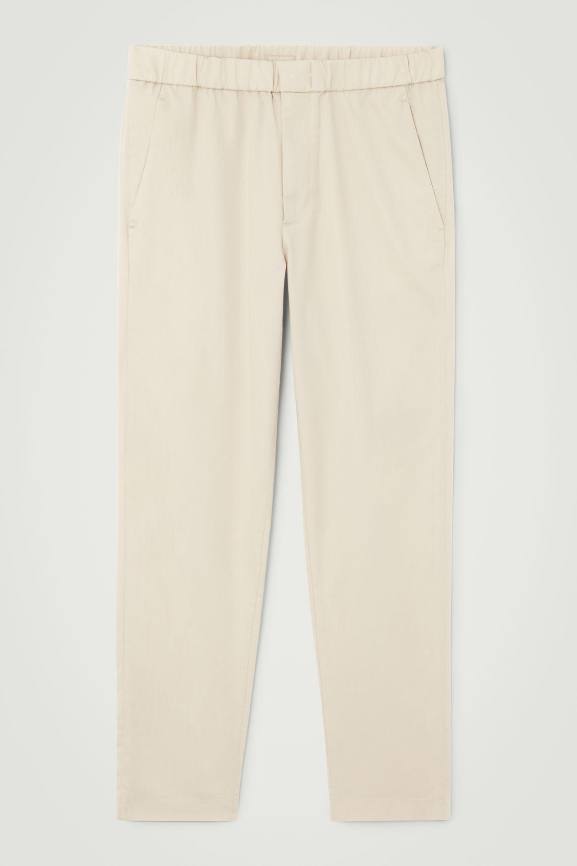 ELASTICATED TAPERED TWILL PANTS Product Image