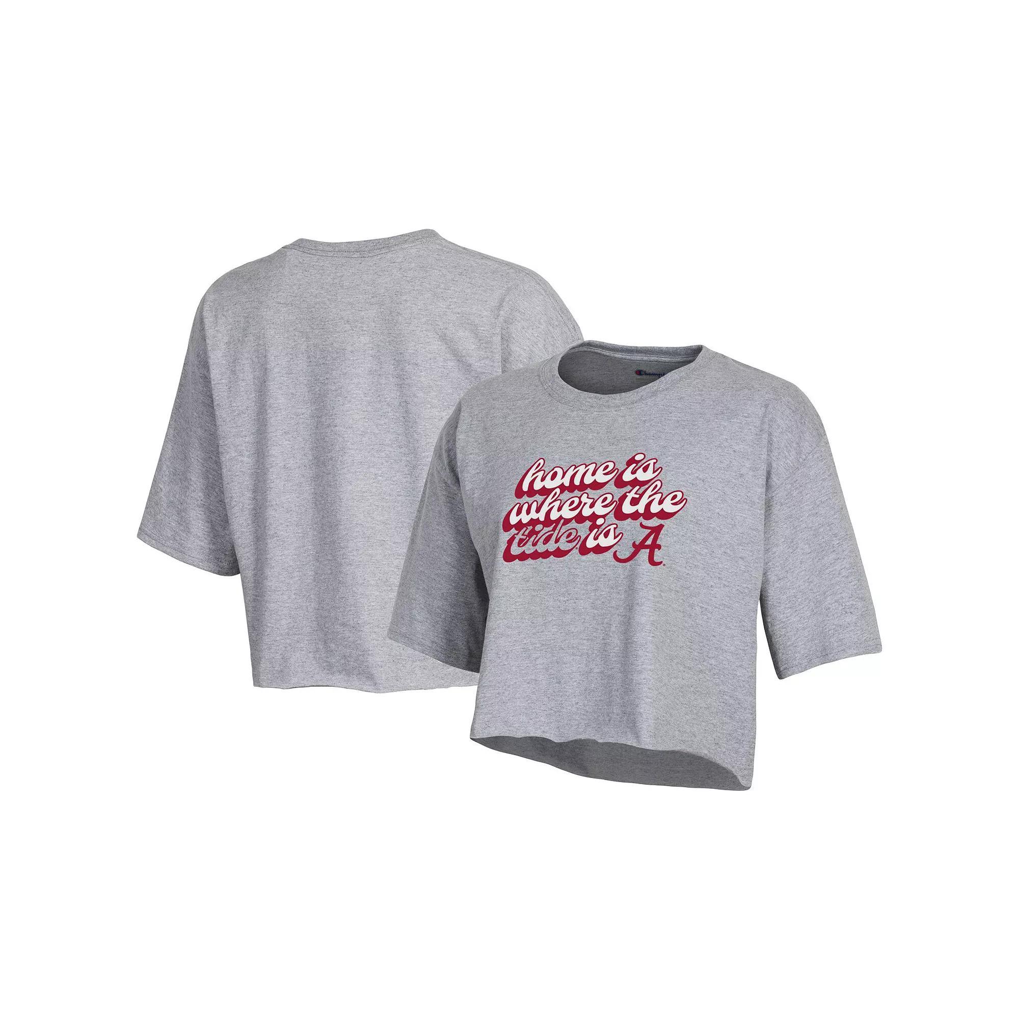 Women's Champion Gray Alabama Crimson Tide Boyfriend Cropped T-Shirt, Size: 2XL, Grey Product Image