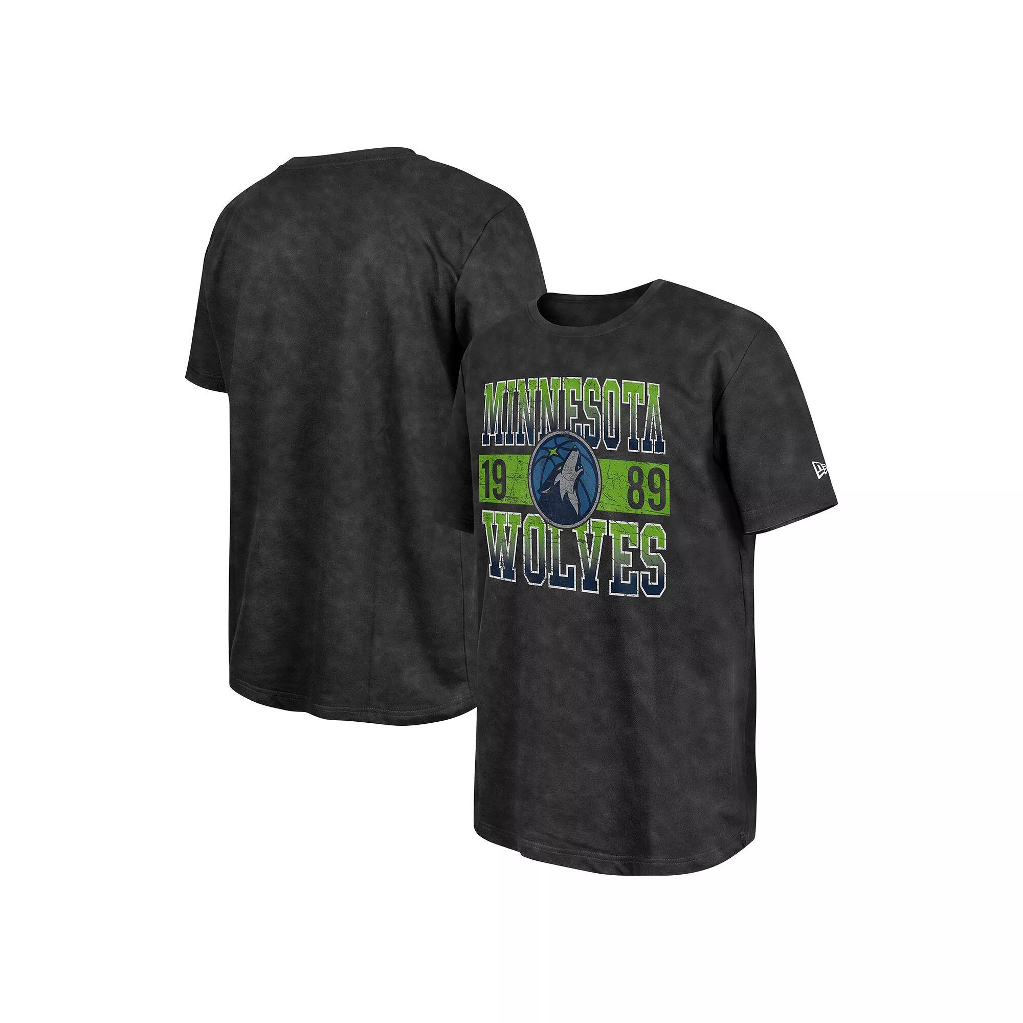 Men's New Era Black Minnesota Timberwolves Enzyme Washed Oversized T-Shirt, Size: Large Product Image