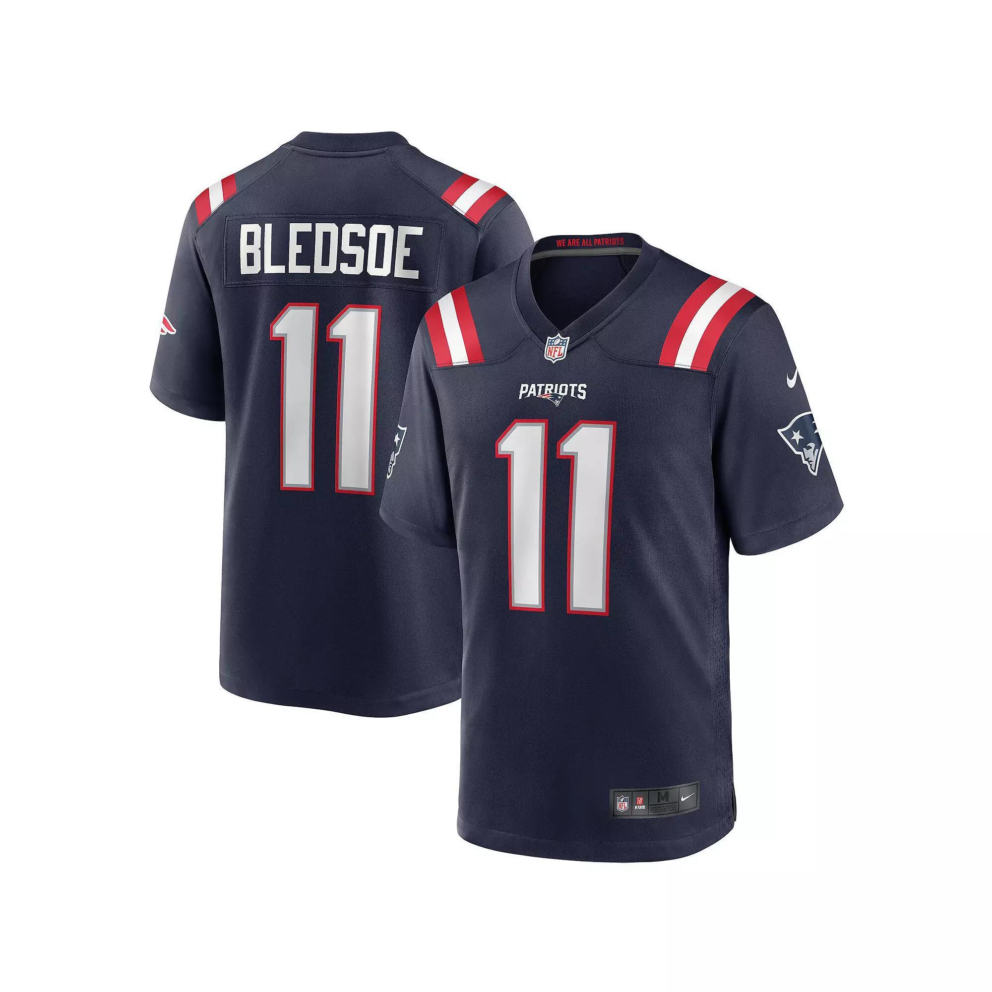 Men's Nike Drew Bledsoe Navy New England Patriots Game Retired Player Jersey, Size: Large, Blue Product Image