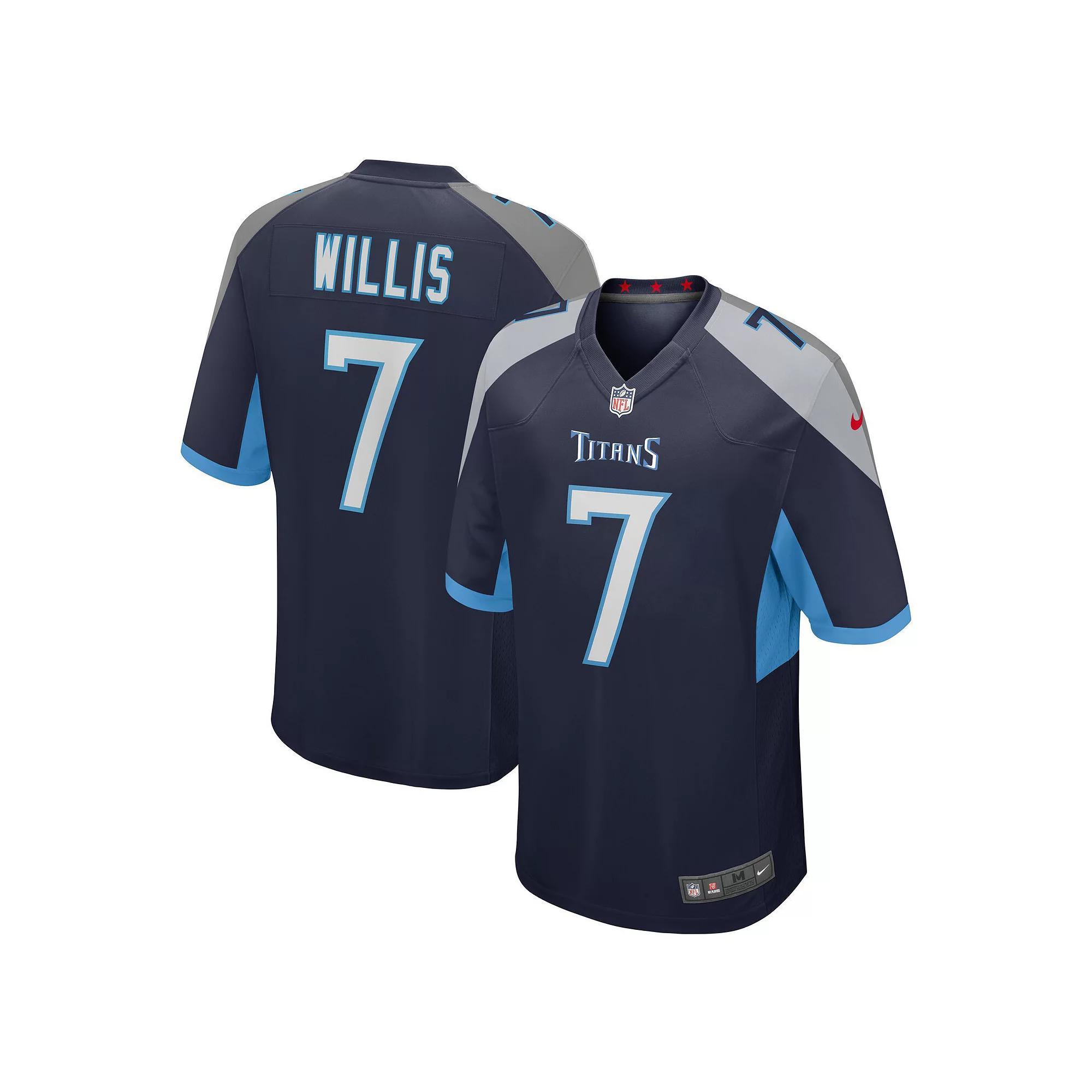 Men's Nike Malik Willis Navy Tennessee Titans 2022 NFL Draft Pick Player Game Jersey, Size: Large, Blue Product Image