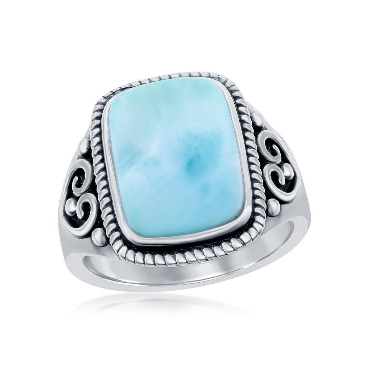 Sterling Silver Larimar Rectangle Ring, Women's, Size: 8 Product Image
