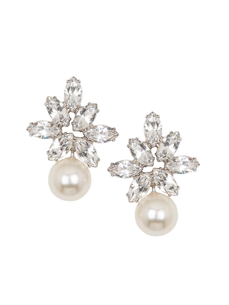Womens Liza 18K Gold-Plated, Glass Crystal & Faux Pearl Earrings Product Image