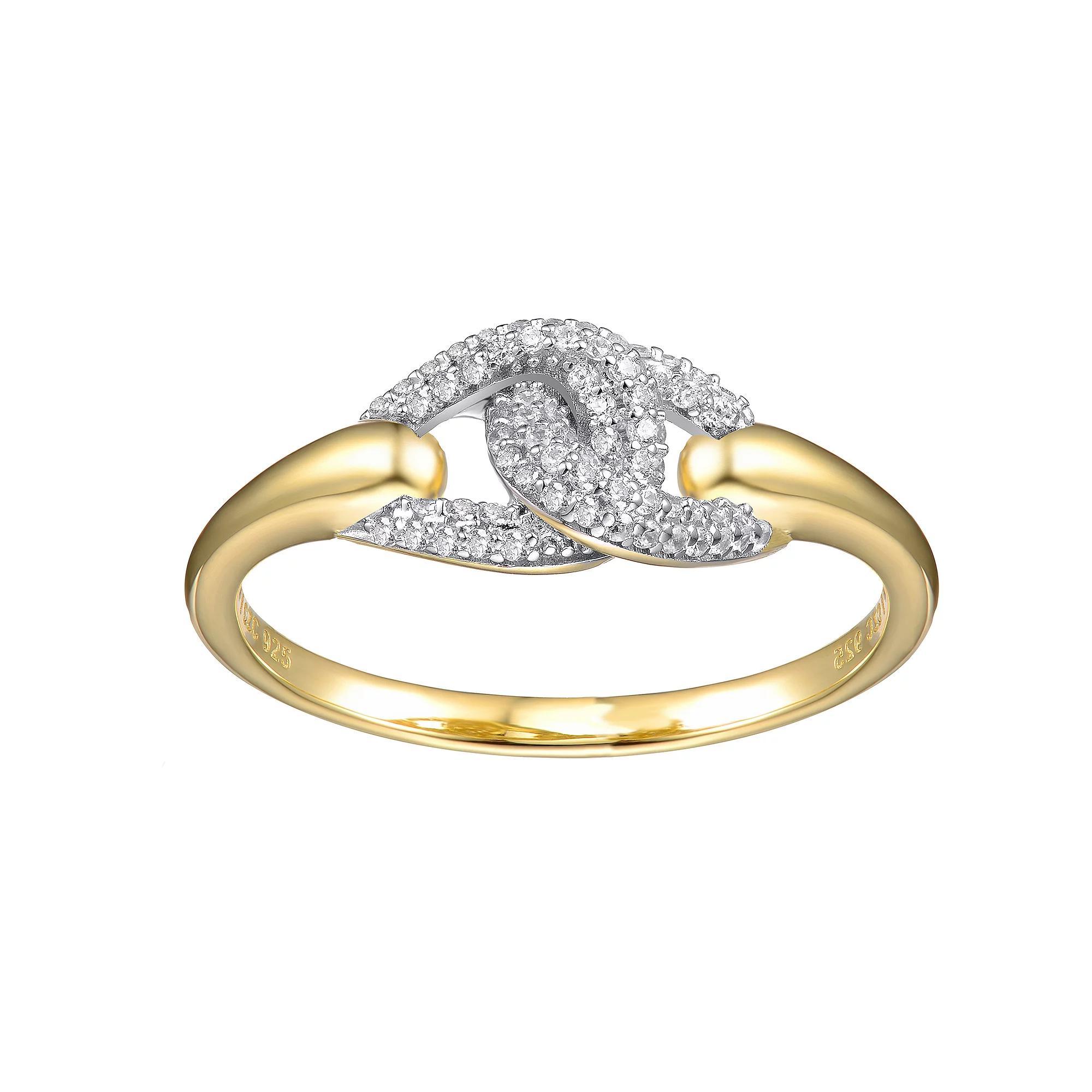 14k Gold over Sterling Silver Cubic Zirconia Entwined Double Curb Chain Ring, Womens Gold Tone Product Image