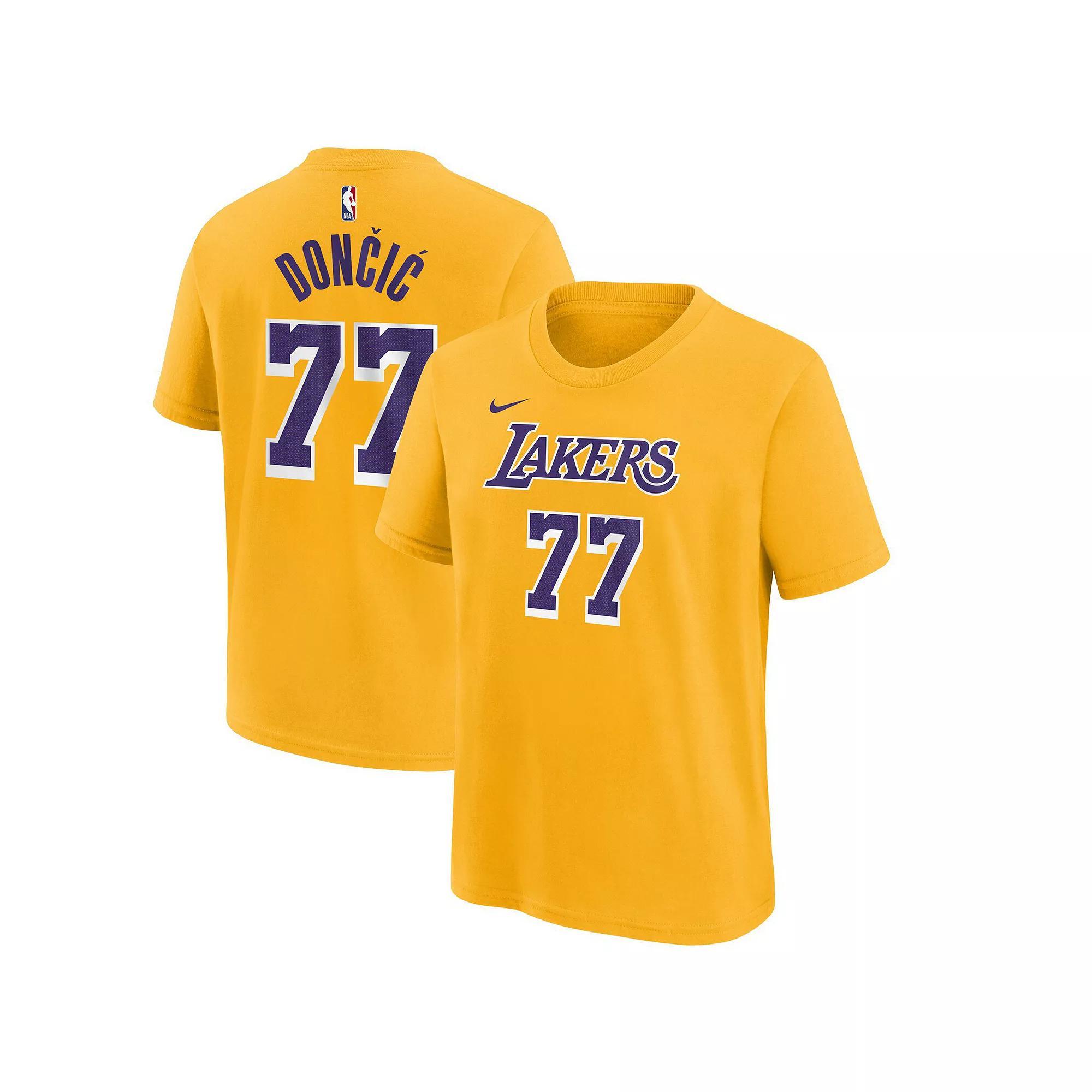 Youth Nike Luka Don��i�� Gold Los Angeles Lakers Player Name & Number T-Shirt, Boy's, Size: YTH Large Product Image