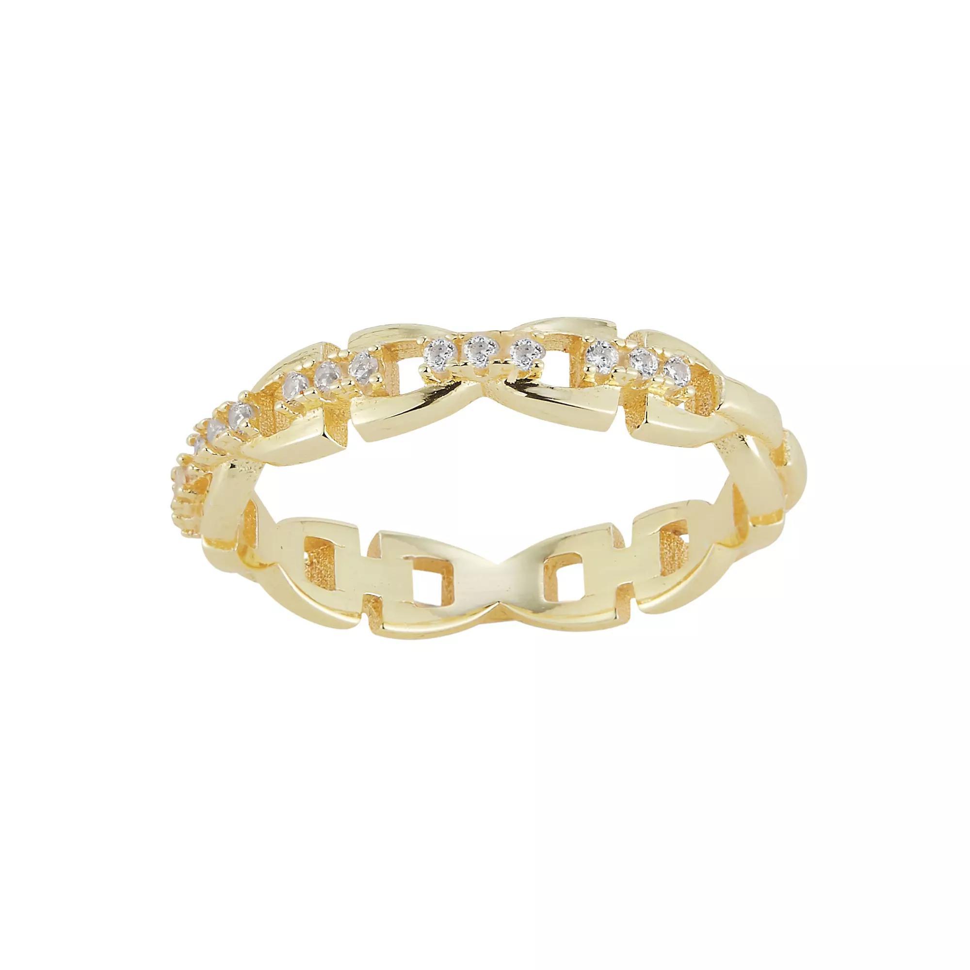 Sunkissed Sterling Cubic Zirconia Link Chain Ring, Women's, Size: 8, Gold Tone Product Image