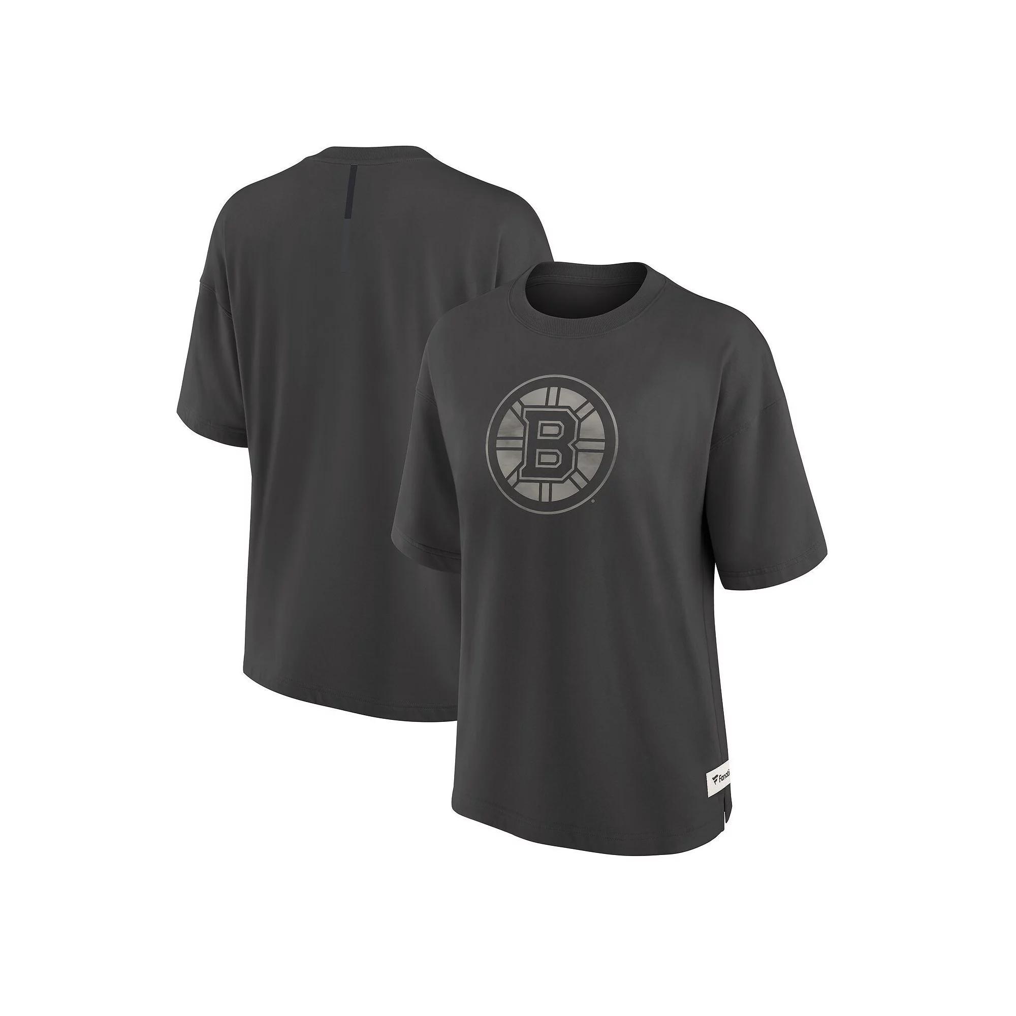 Women's Fanatics Charcoal Boston Bruins Oversized Elements Raw Edge Future Ground T-Shirt, Size: XS Product Image