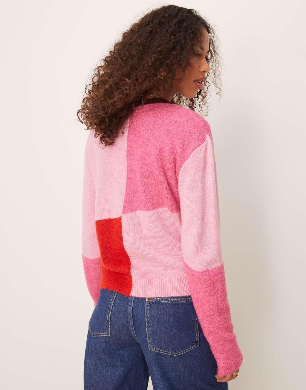 ASOS DESIGN color block boxy fit cardigan Product Image