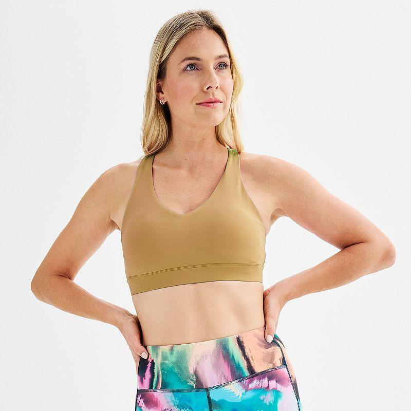Tek Gear® Ultrastretch Medium-Impact V-Neck Sports Bra, Women's, Size: Large, Mini Latte Product Image