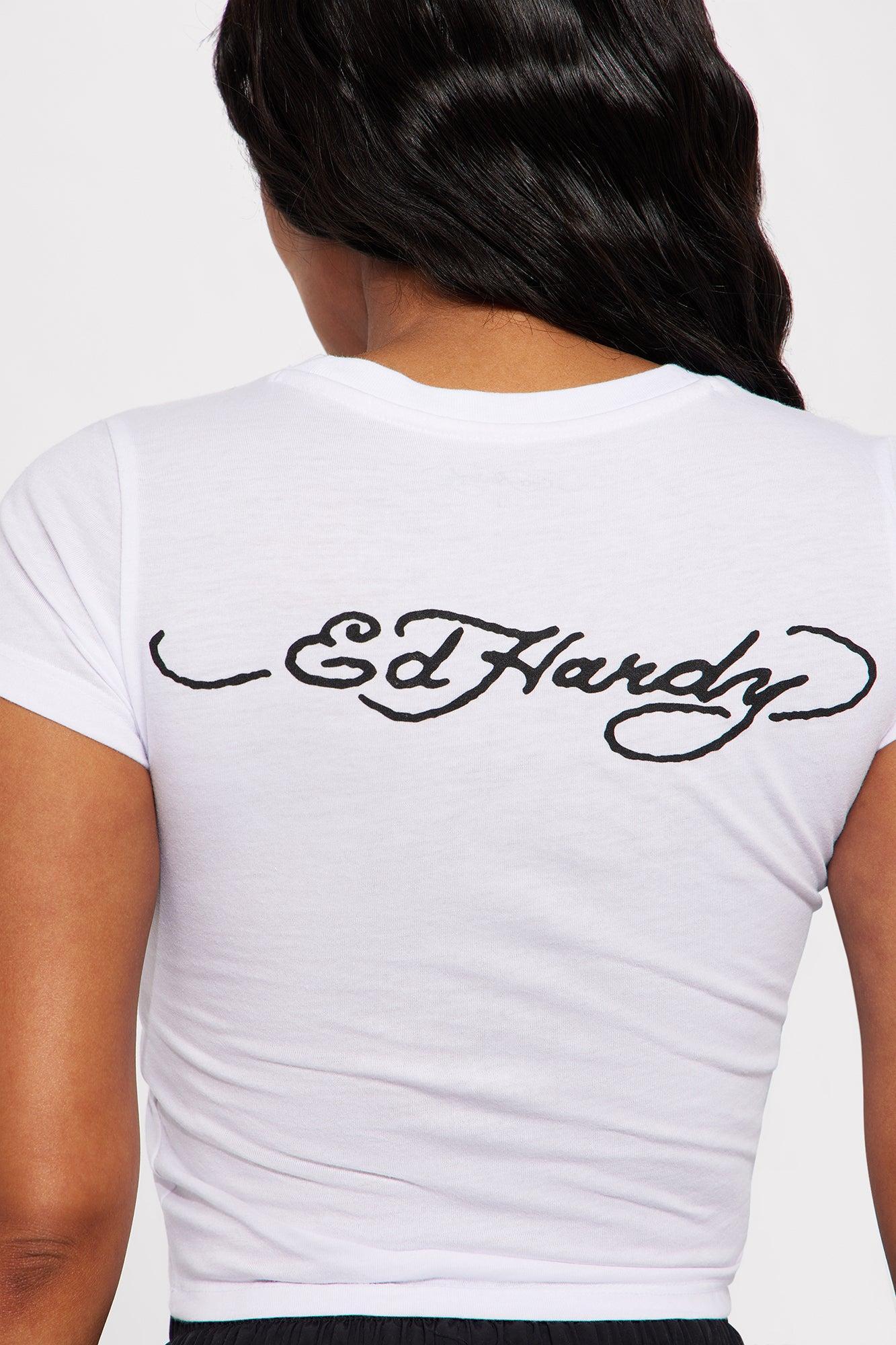 Ed Hardy Dagger And Rose Fitted Tee - White Product Image