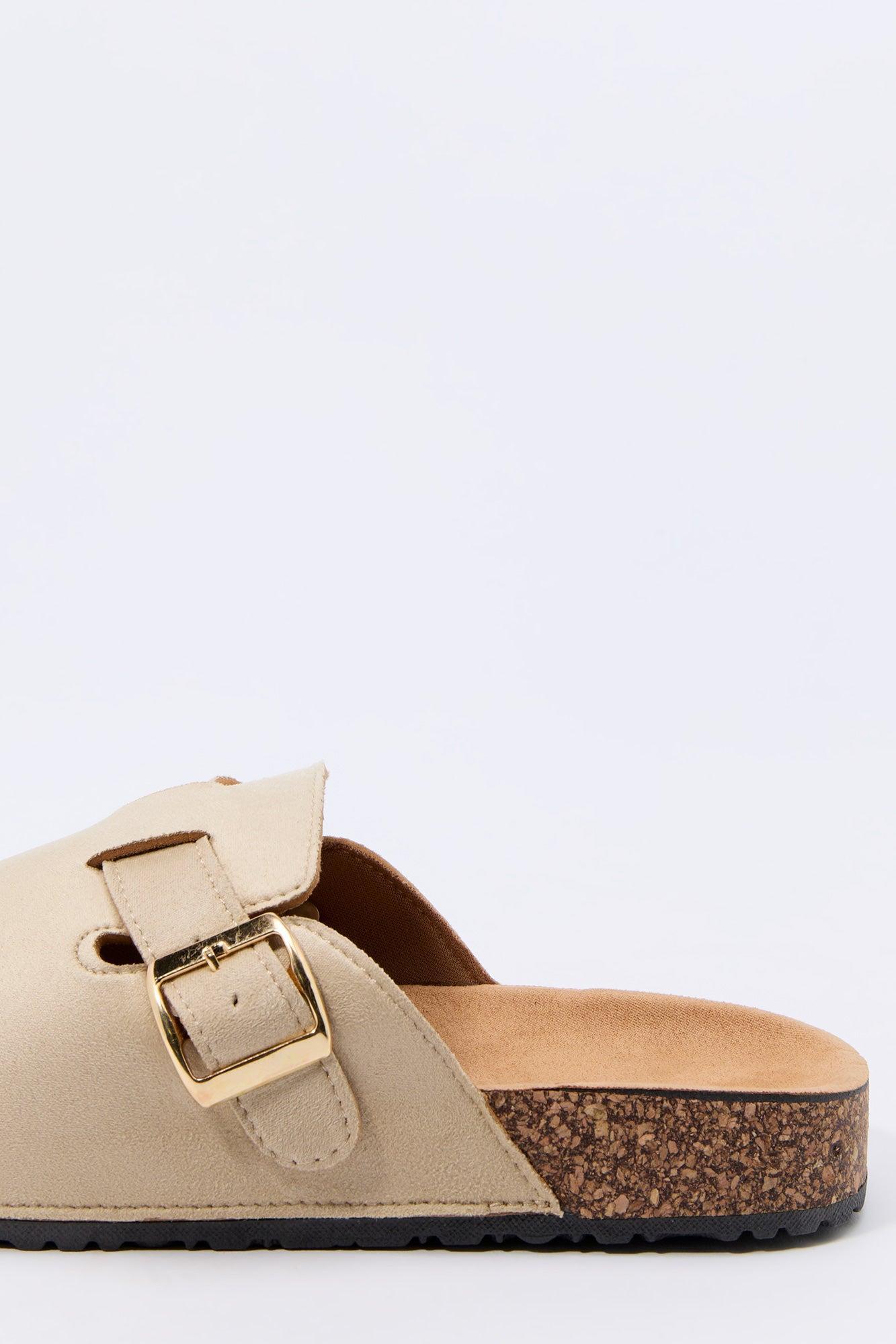 Faux Suede Buckled Cork Sandal Female Product Image