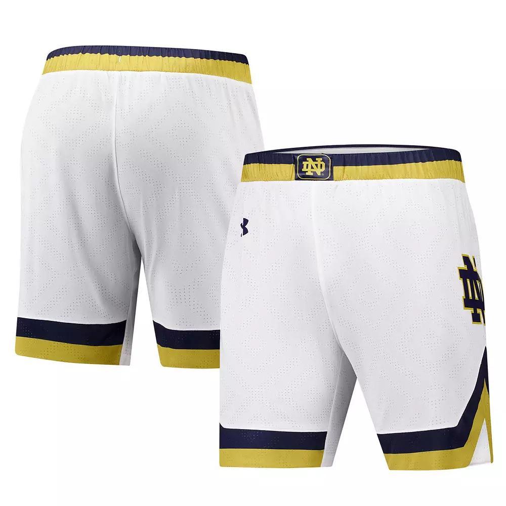 Men's Under Armour  White Notre Dame Fighting Irish Replica Basketball Shorts, Size: Small Product Image