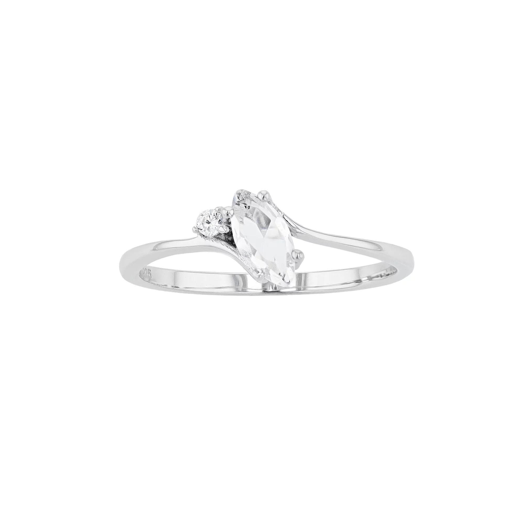 Traditions Jewelry Company Sterling Silver Crystal Birthstone Marquise Ring, Womens April Product Image