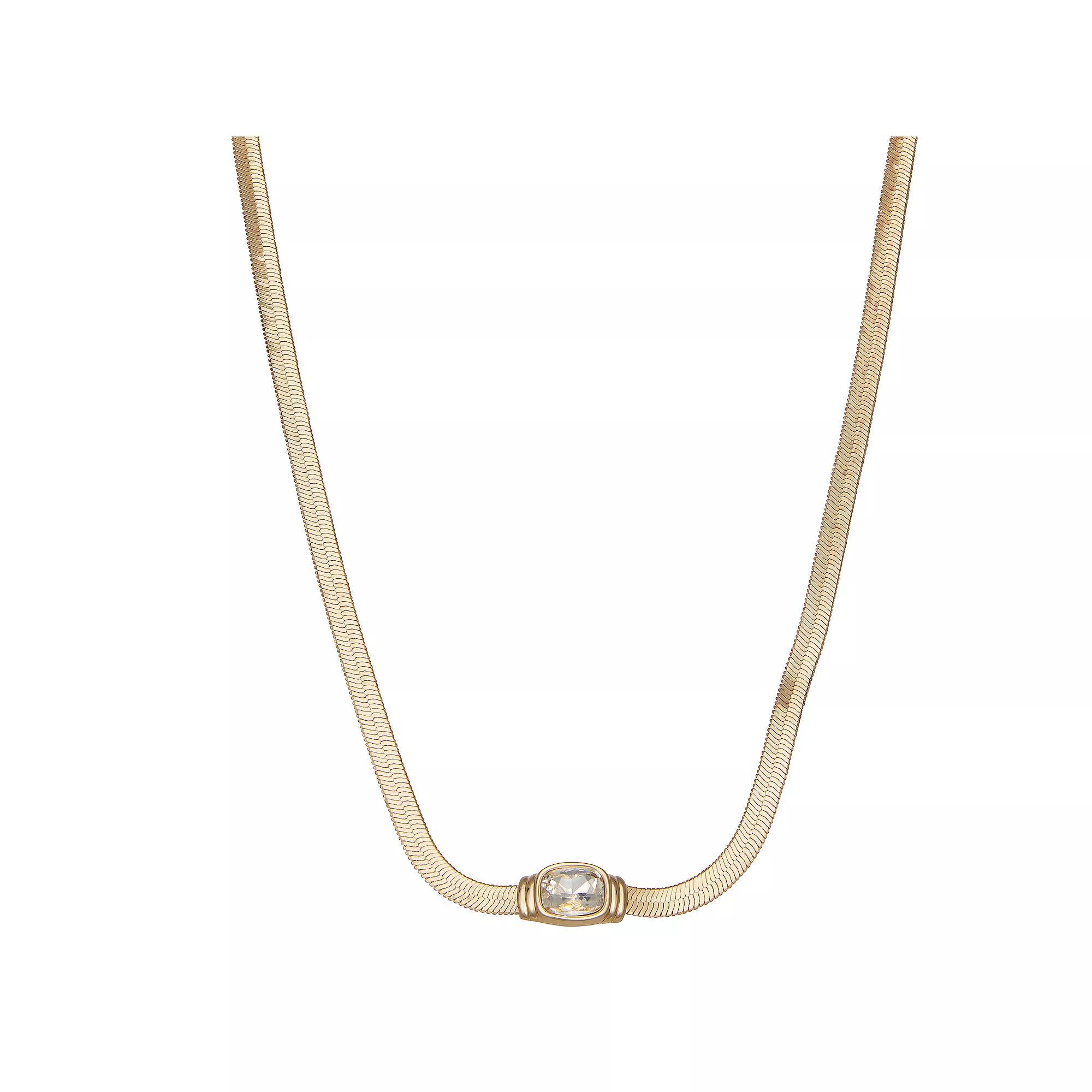 Nine West Gold Tone Stone Collar Necklace, Women's Product Image